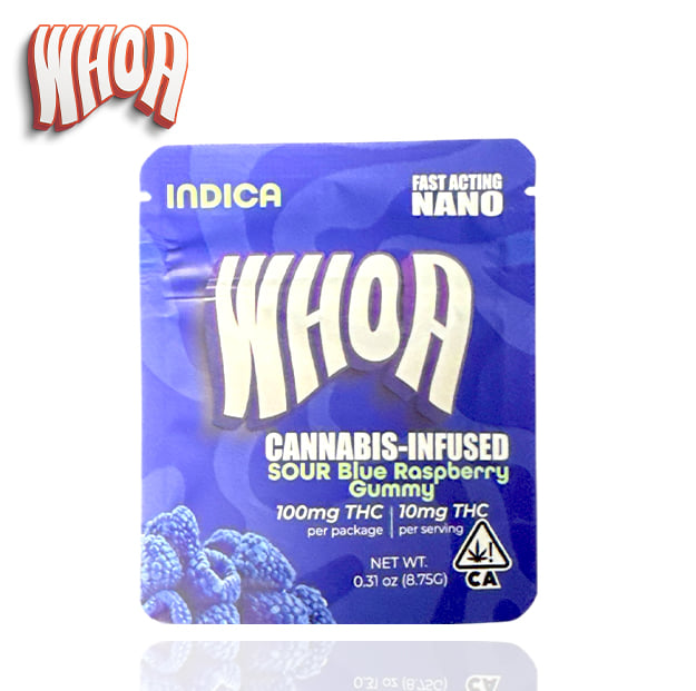 WHOA - Sour Blue Raspberry Gummies - 100mg