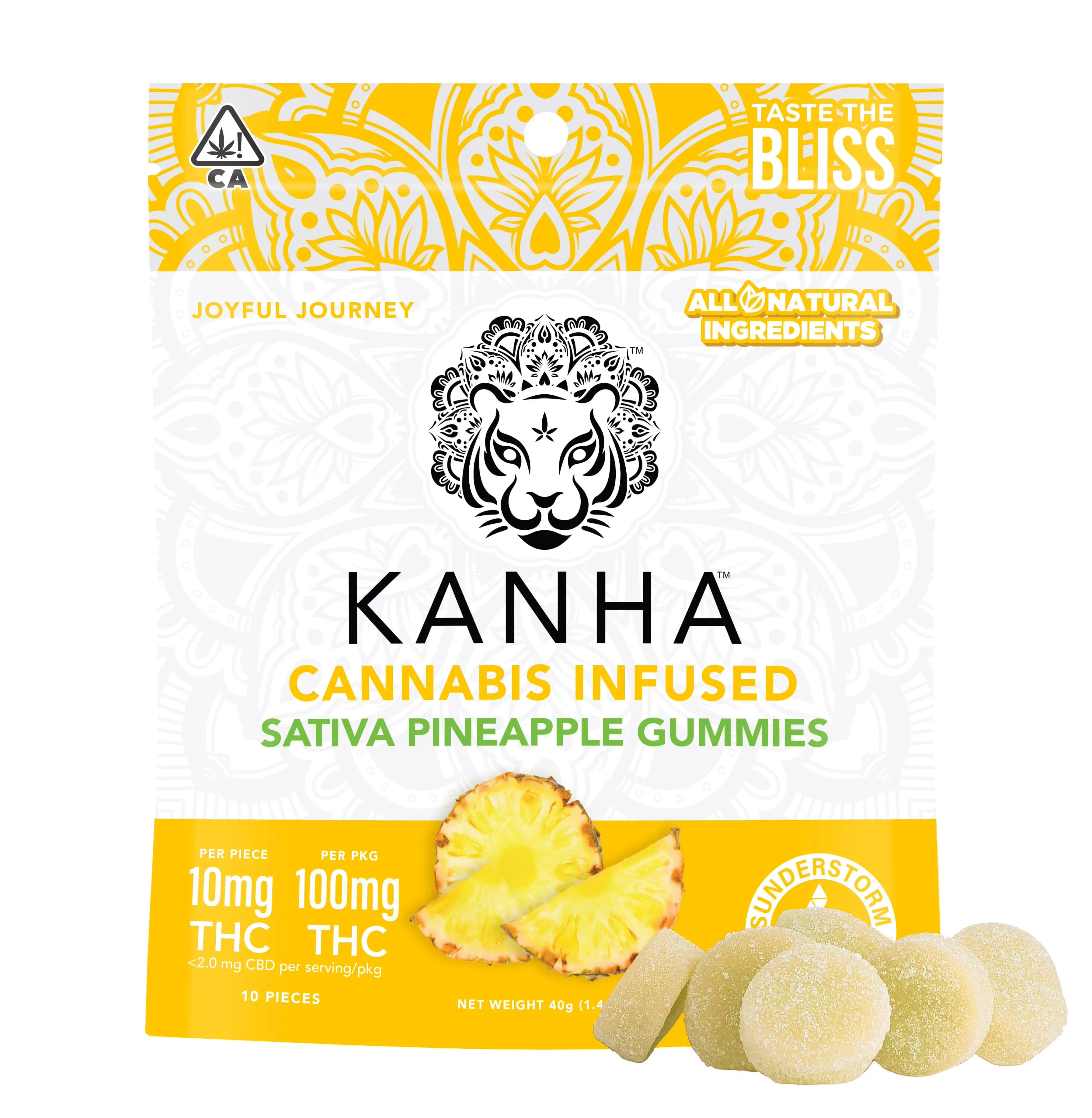 Pineapple Classic - 100mg Gummies - Kanha - Pineapple 100mg (S) - $14 - Edibles
