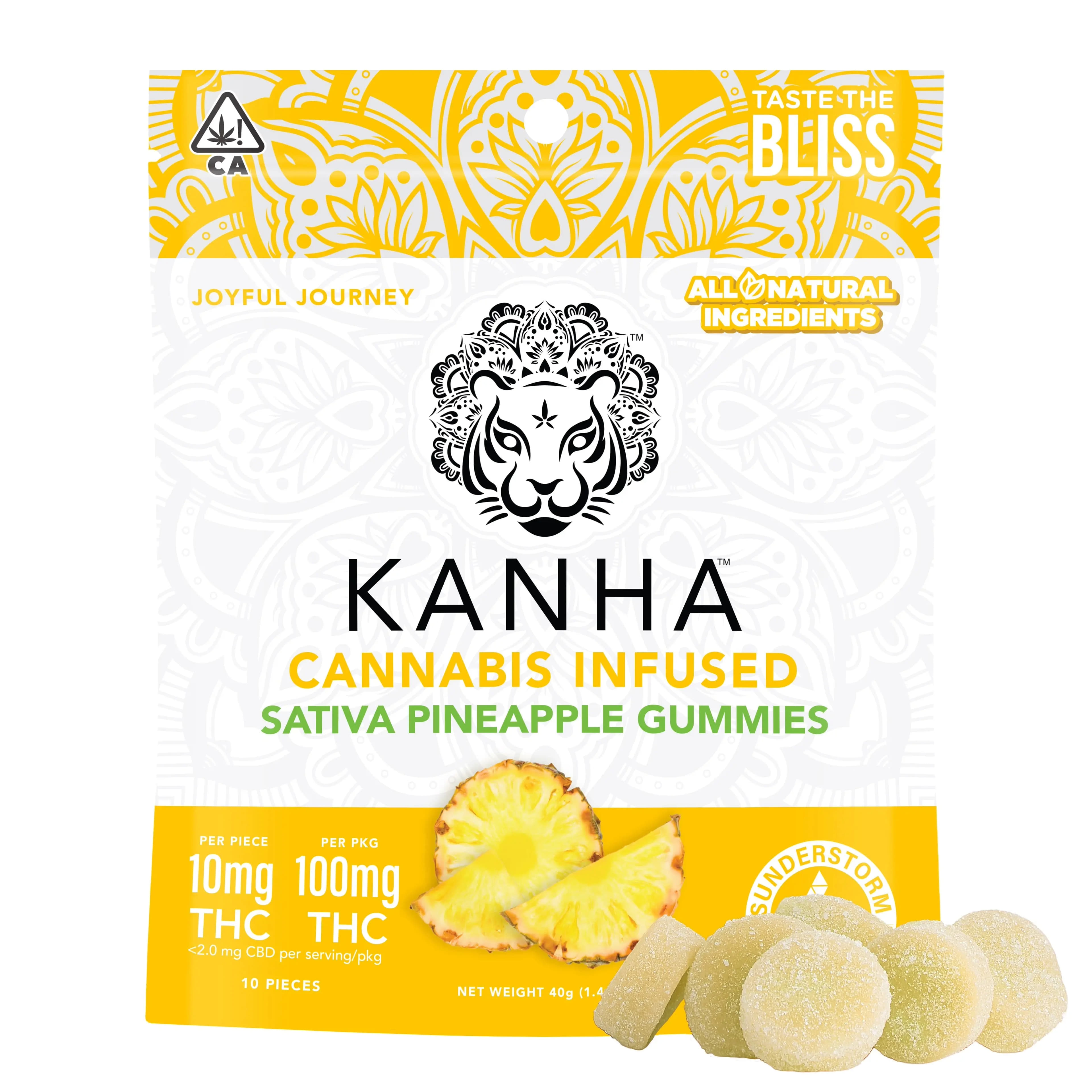 Pineapple Classic - 100mg Gummies - Kanha - Pineapple 100mg (S) - $14 - Edibles