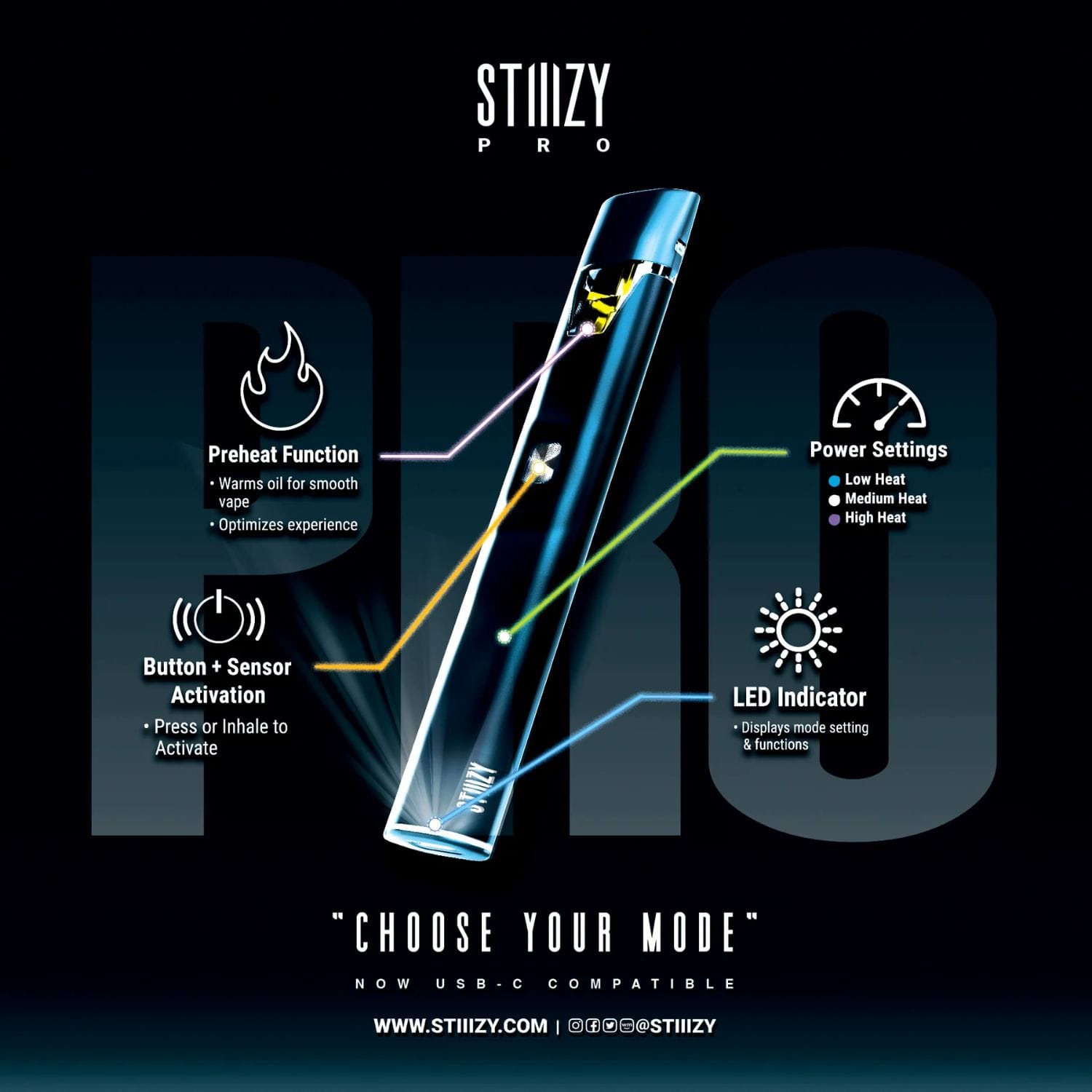 Pro Black Stiiizy Battery - Stiiizy -  - $20 - Non-Cannabis