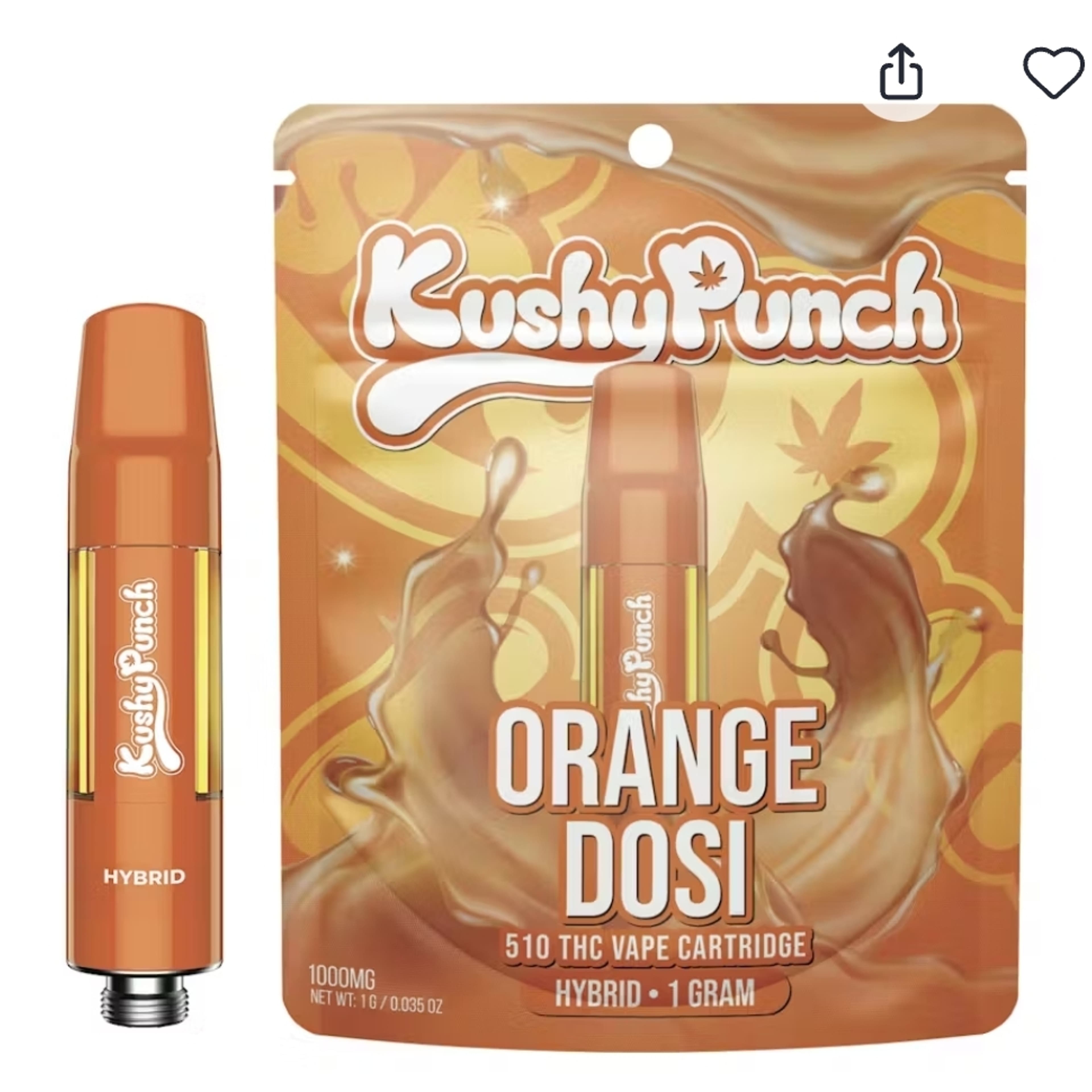 Kushy Punch Cartridge 1g Hybrid Orange Dosi - - $39.99 - Vape
