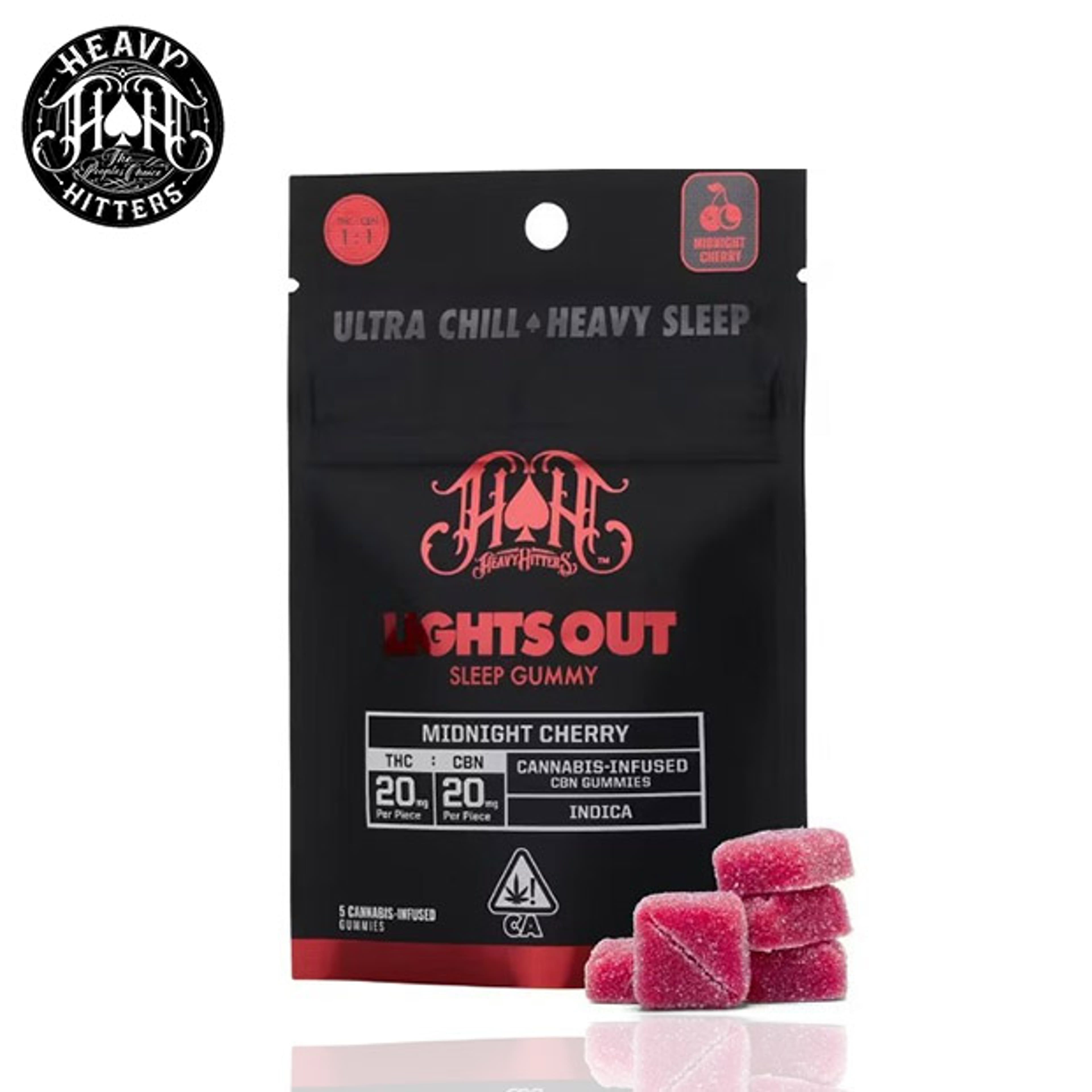 Heavy Hitters - Lights Out - Midnight Cherry Gummies - 100mg THC / 100mg CBN - Heavy Hitters - - $19.99 - Edibles