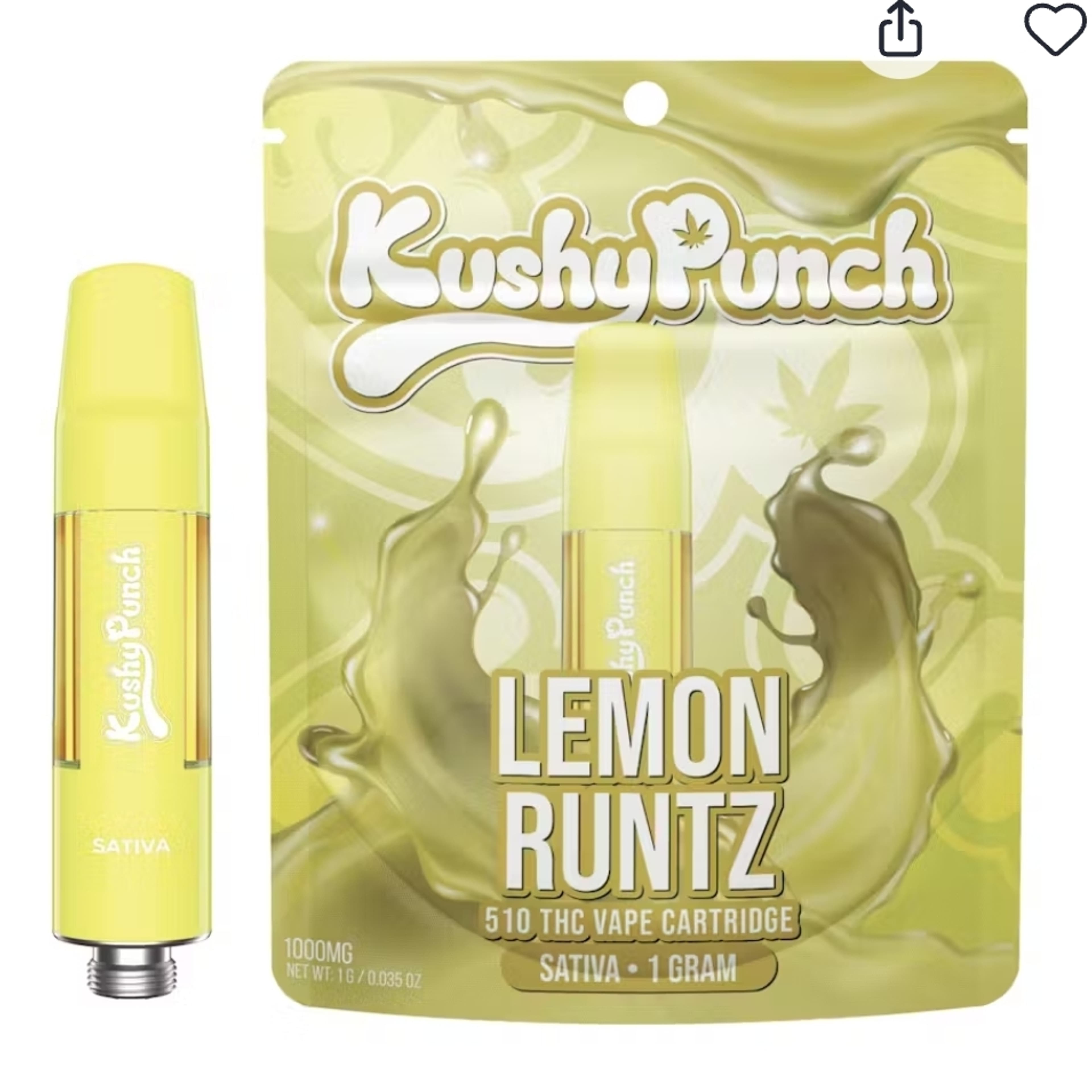 Kushy Punch Cartridge 1g Sativa Lemon Runtz - - $39.99 - Vape