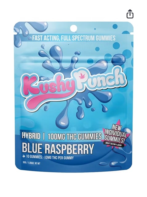 Kushy Punch Hybrid Blue Raspberry Gummy 100mg