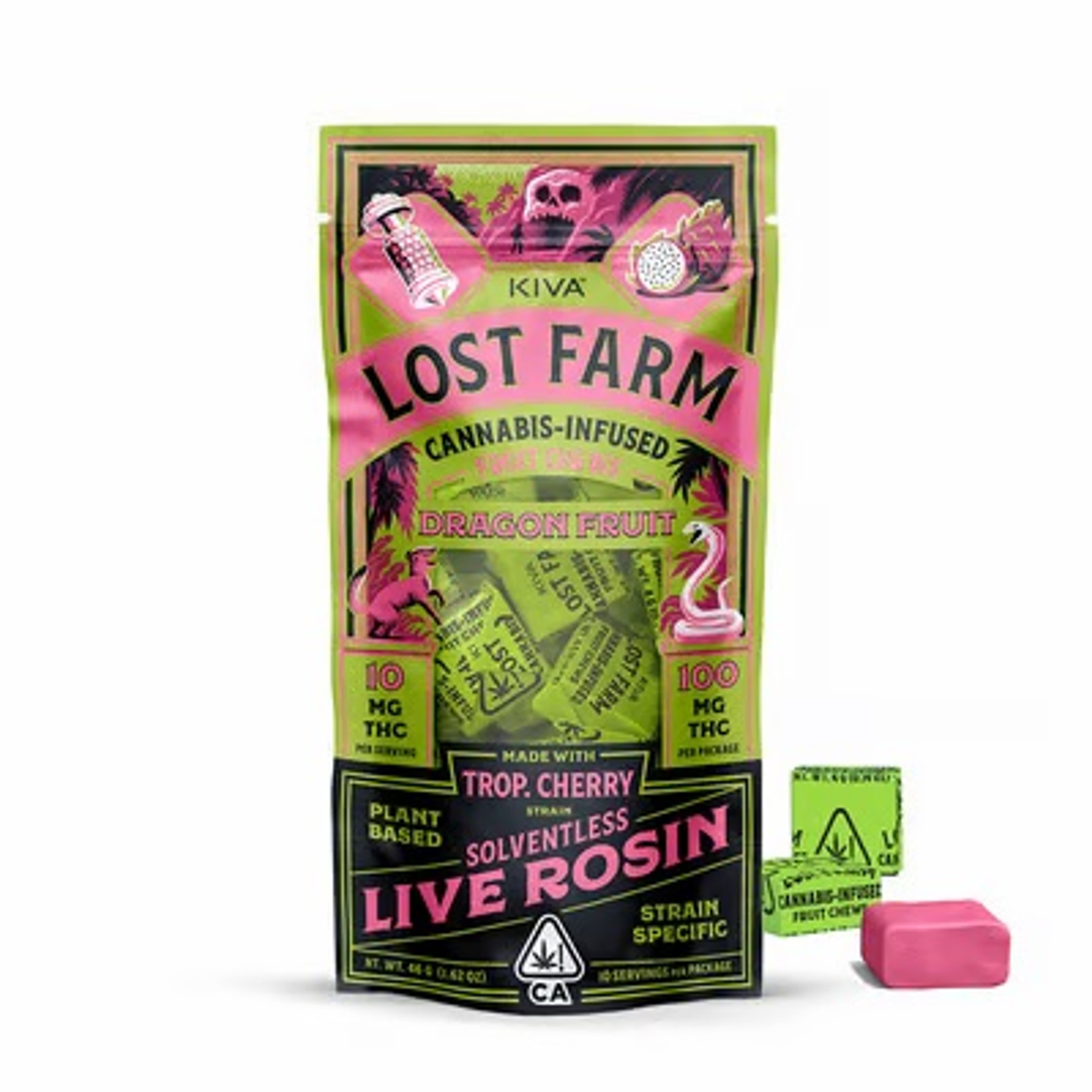 Lost Farm | Dragon Fruit x Trop Cherry Live Rosin Infused Fruit Chews - 100mg - Lost Farm by Kiva - - $20 - Edibles