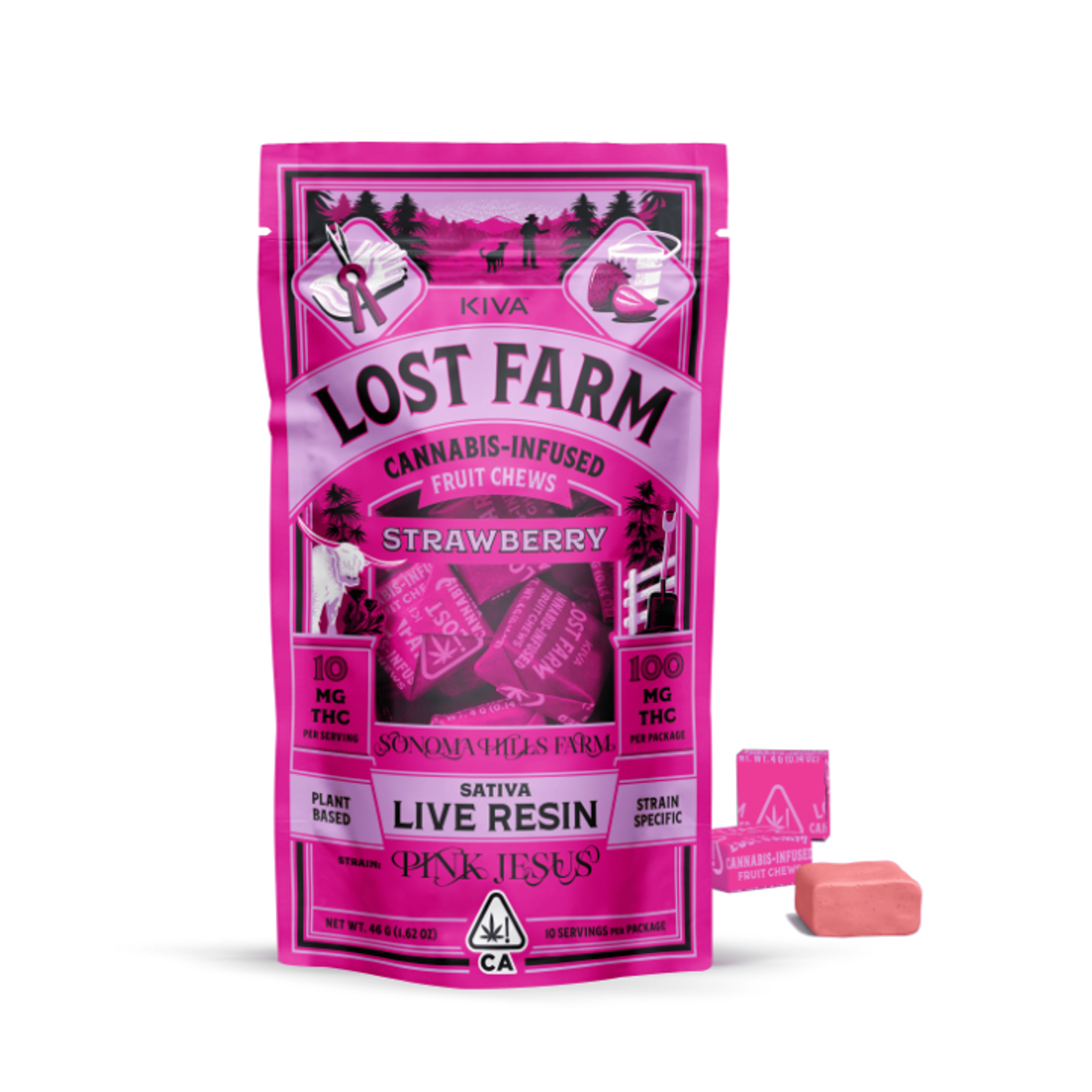PINK JESUS Strawberry Chews - Lost Farms - - $21.66 - Edibles