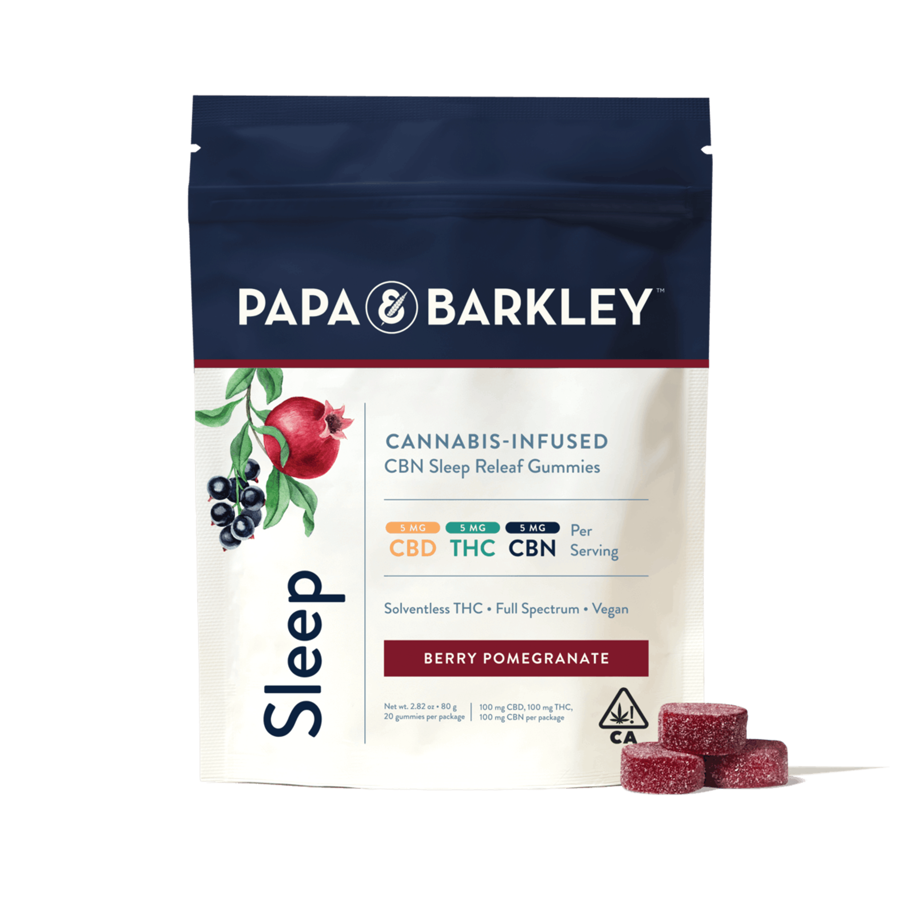 Berry Pomegranate Sleep Releaf Gummies - Papa & Barkley - 20 Gummies - $19.99 - Edibles