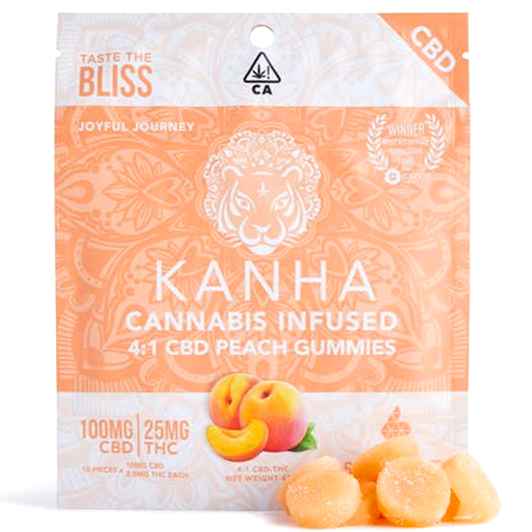 4:1 Peach CBD:THC - Kanha - 4:1 Peach - $20 - Edibles