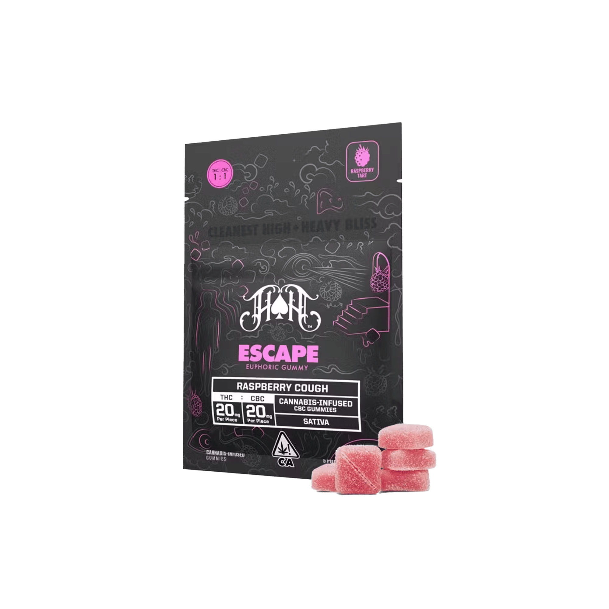 Raspberry Cough - Escape - RCS CBC Euphoric Gummies - Heavy Hitters - 5 Gummies - $21.99 - Edibles