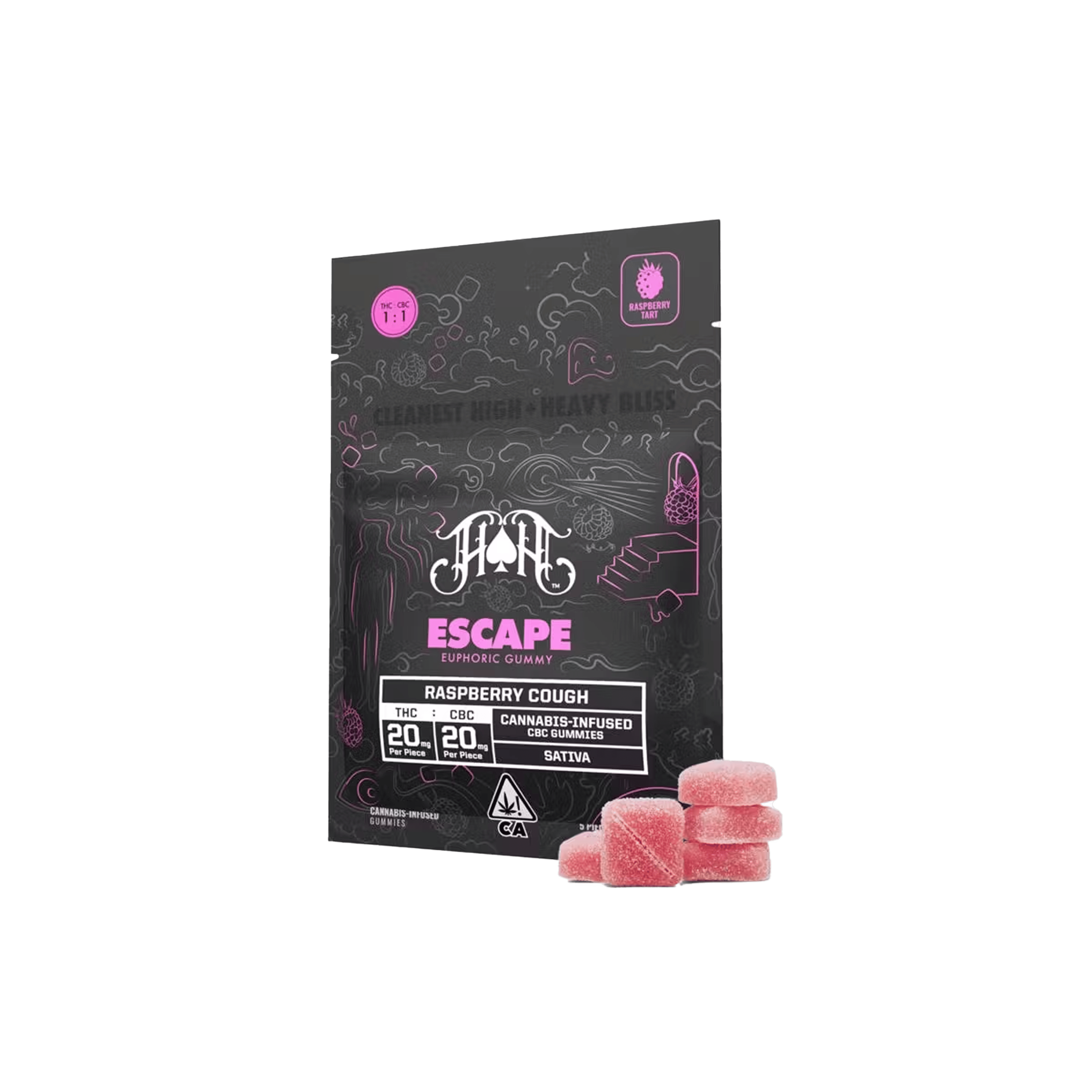 Raspberry Cough - Escape - RCS CBC Euphoric Gummies - Heavy Hitters - 5 Gummies - $21.99 - Edibles