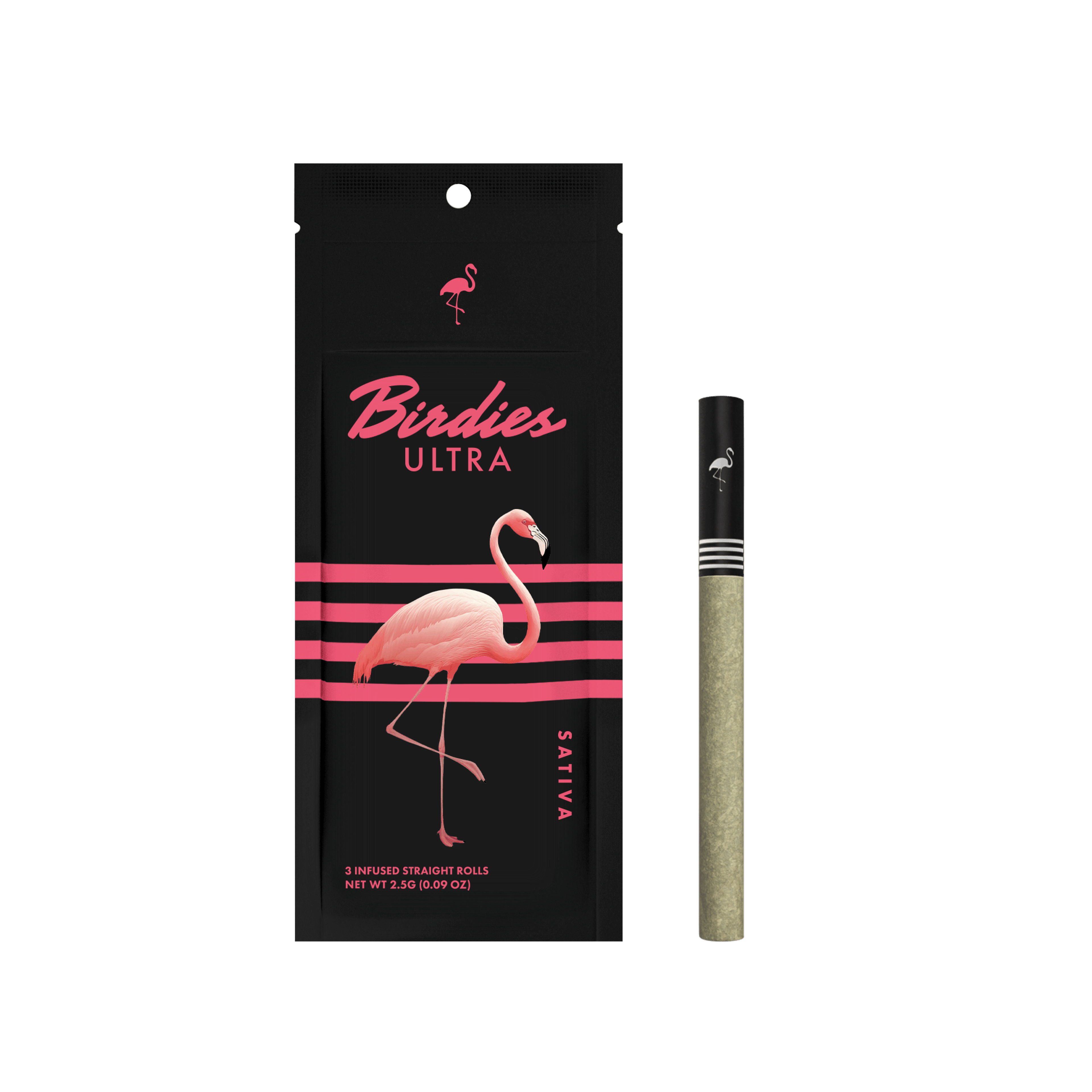 BIRDIES - Ultra Sativa - 3 x 0.85g Infused Prerolls - 2.55g - Birdies - 3pk Sleeve - $18 - Prerolls