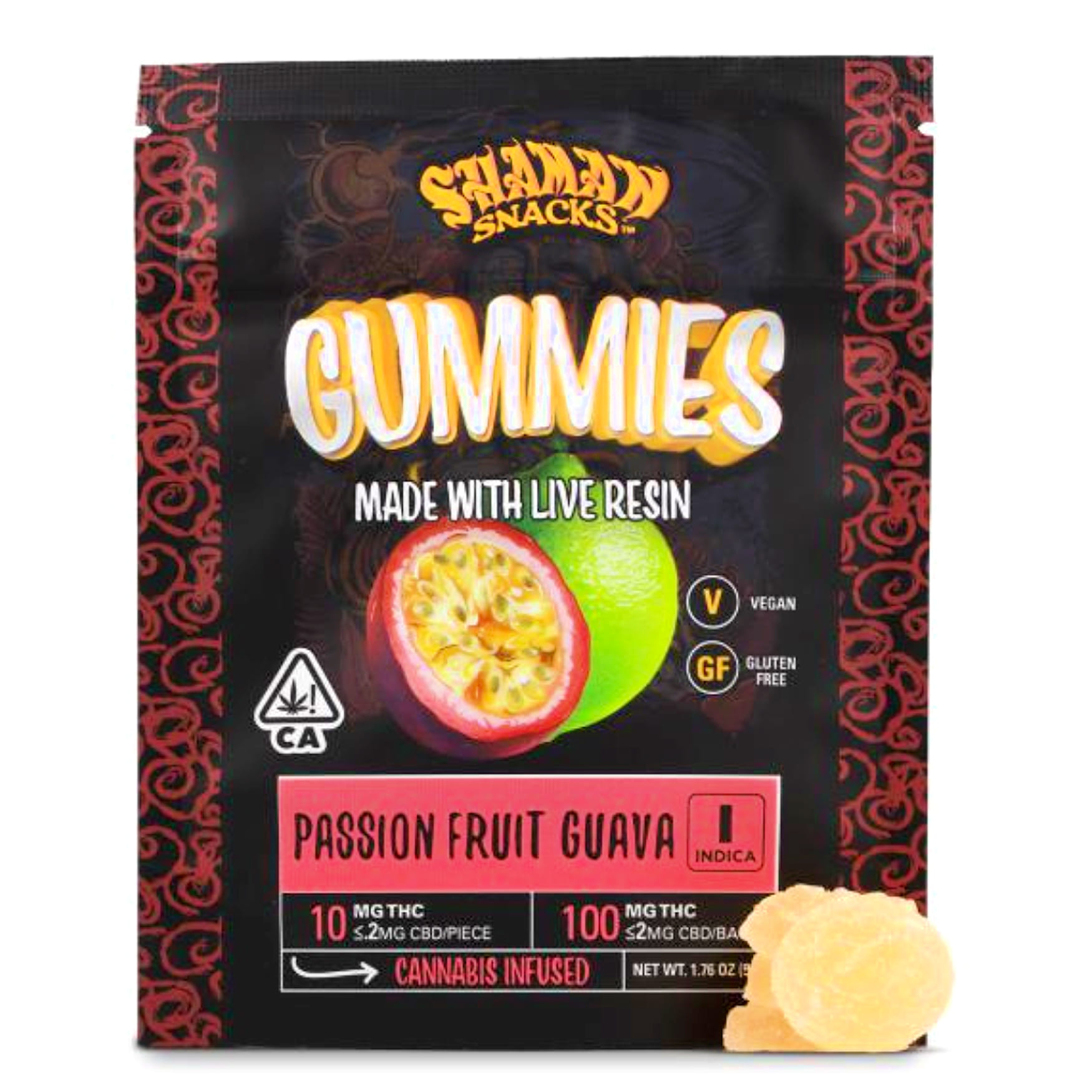 Passion Fruit Guava (I) Live Resin Gummy - 100 mg - Shaman - Passion Fruit Guava (I) - $10.56 - Edibles