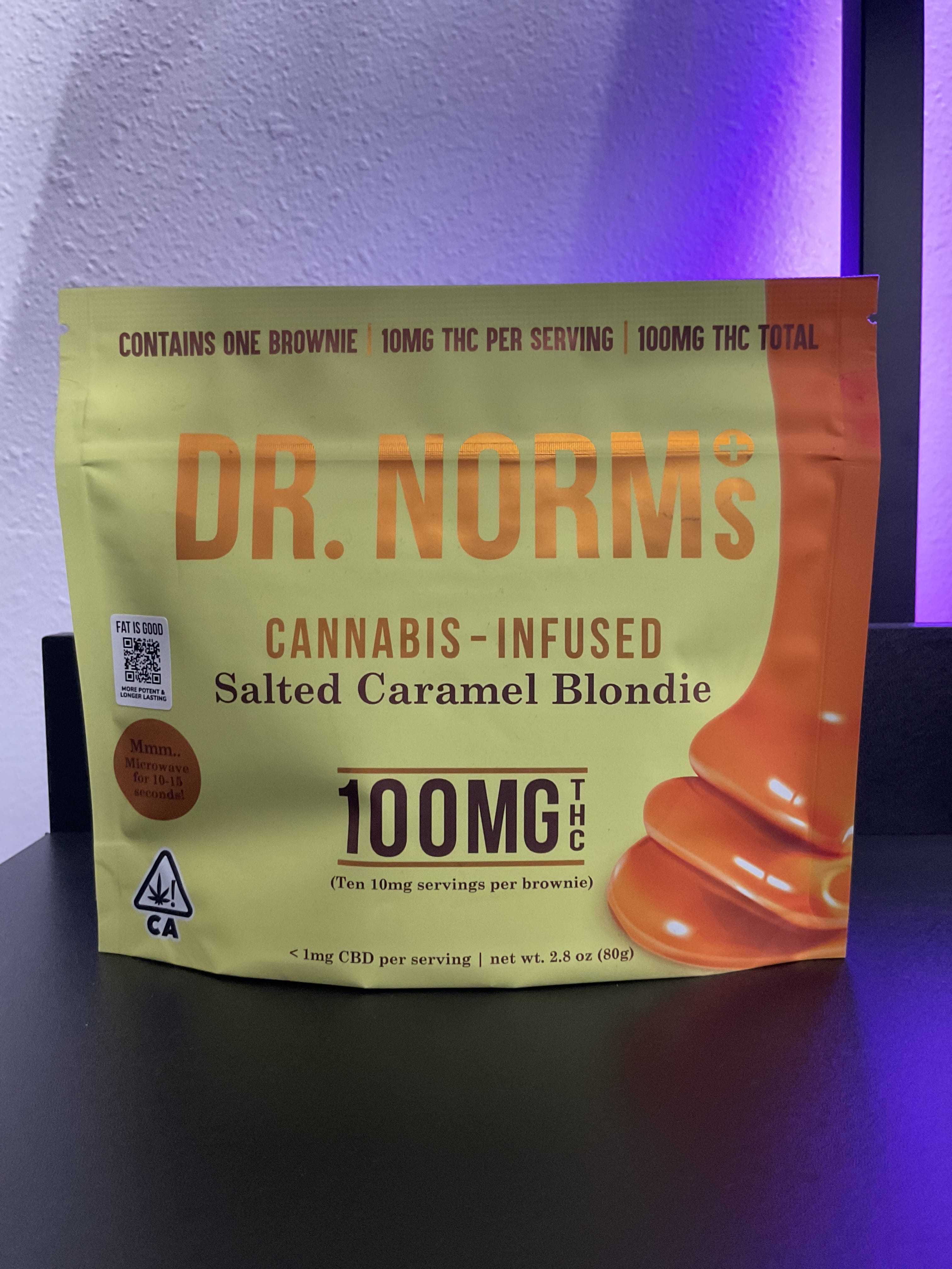 Dr. Norm's- 100mg Salted Caramel Blondie - Dr. Norm's - Dr Norms Salted Caramel - $17 - Edibles