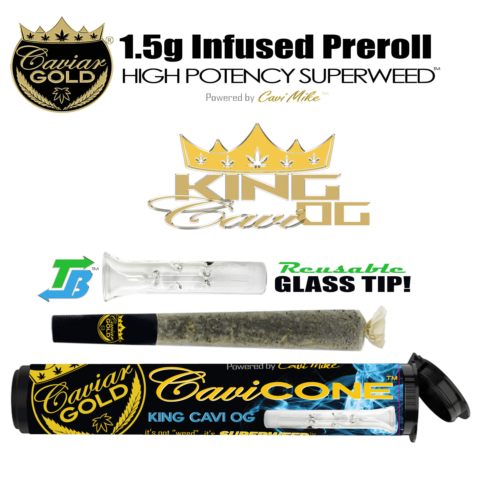 Caviar Gold — King Cavi OG Cavi Cone Infused Pre Roll 1.5g