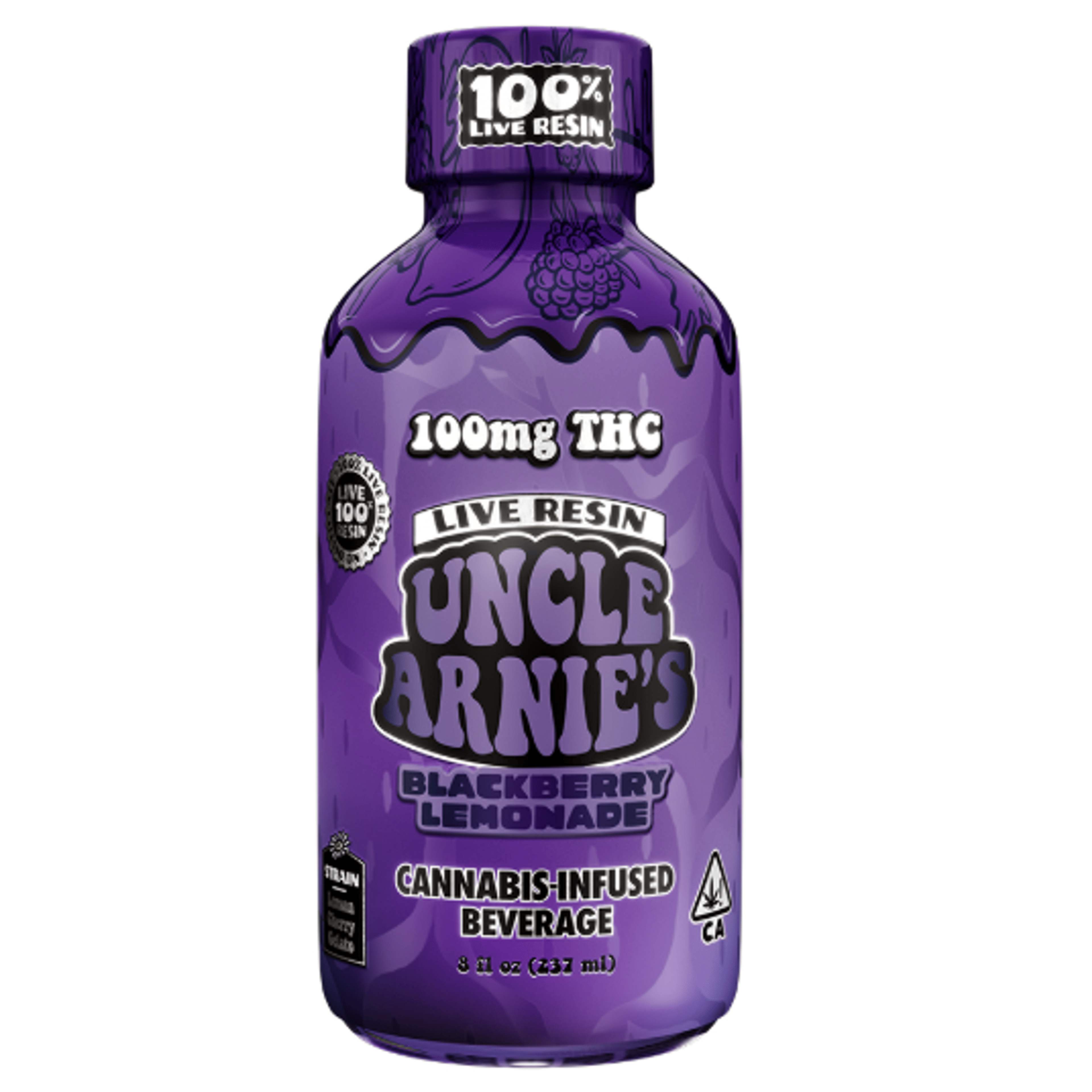 Uncle Arnies: 100% LIVE RESIN Blackberry Lemonade (100mg) - Uncle Arnies - - $15 - Infused Beverages