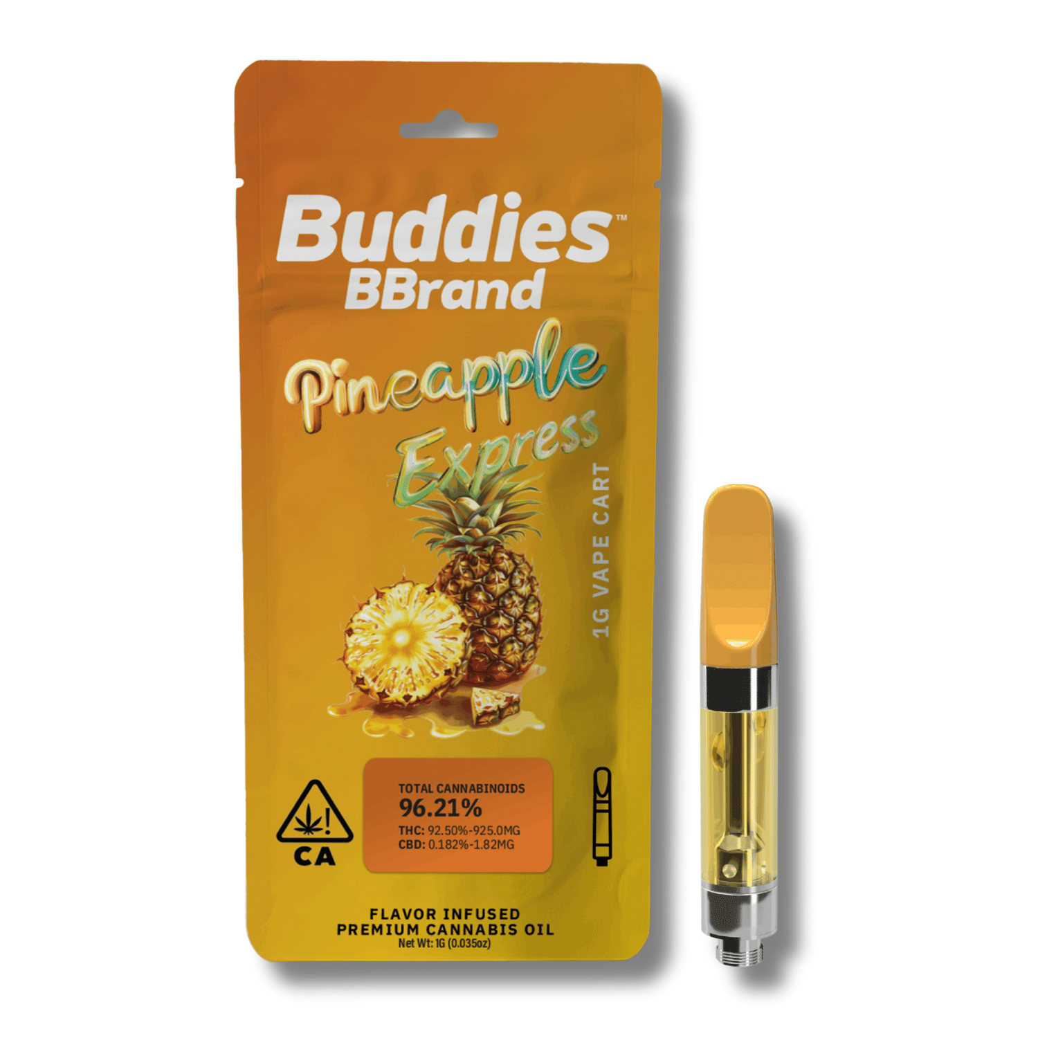 Pineapple Express 'BBrand' Cart 1g - Buddies -  - $20 - Vapes