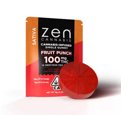 ZEN: Single Sativa Fruit Punch Gummy - 100mg - Zen Cannabis -  - $14 - Edibles