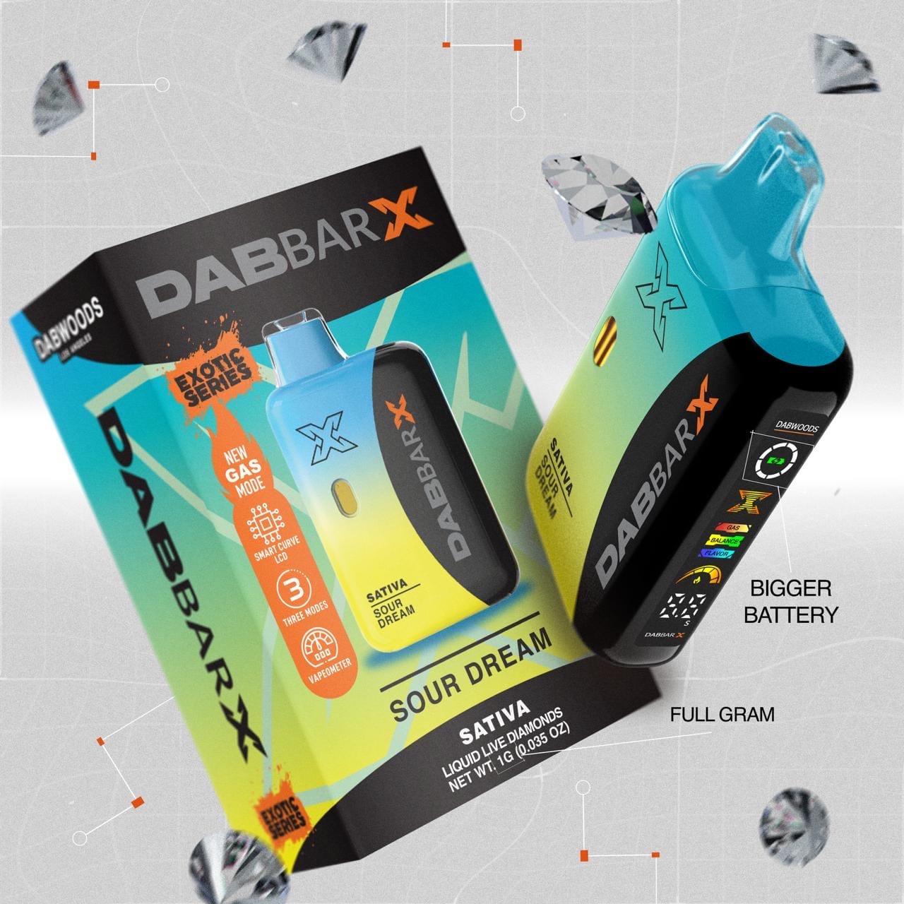 Sour Dream (Exotic) - 1g Liquid Diamonds Disposable - Dabwoods - 1g Dispo - Sativa - $50 - All-In-One (Disposables)