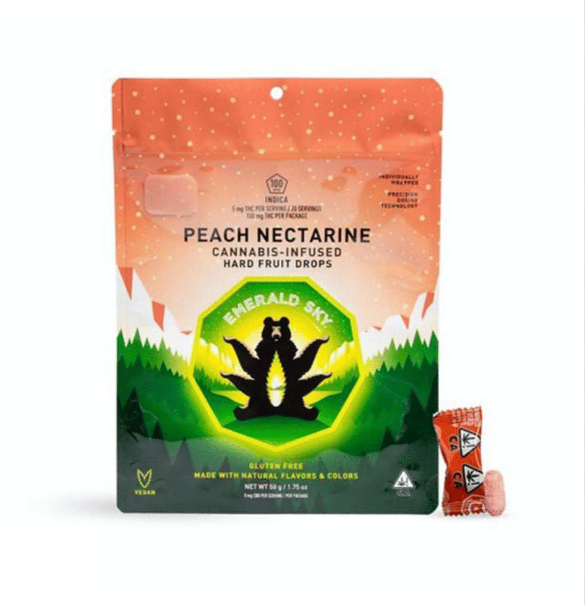 Peach Nectarine - 100mg Hard Fruit Drops - Emerald Sky - Hard Candy - Indica - $12 - Edibles