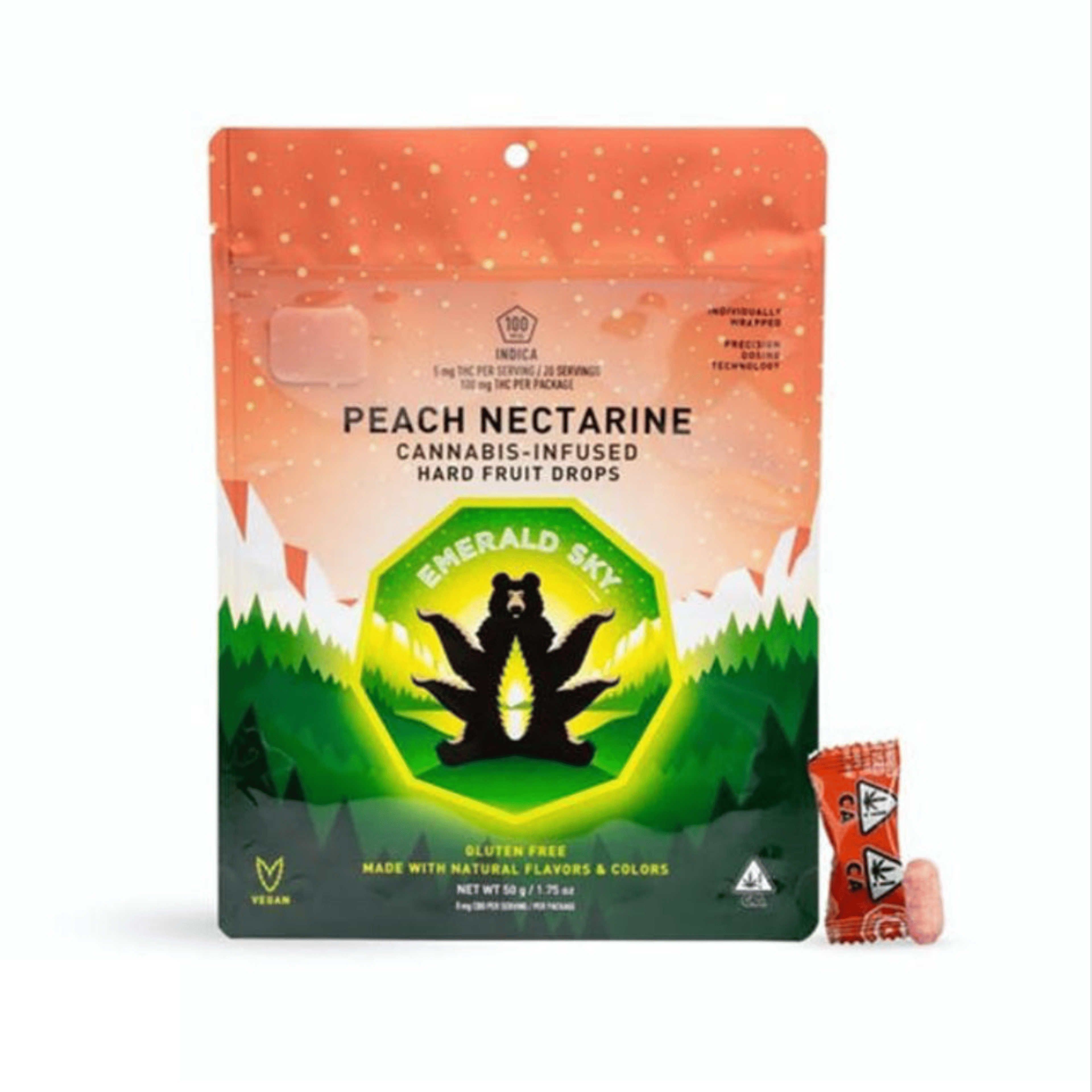 Peach Nectarine - 100mg Hard Fruit Drops - Emerald Sky - Hard Candy - Indica - $12 - Edibles
