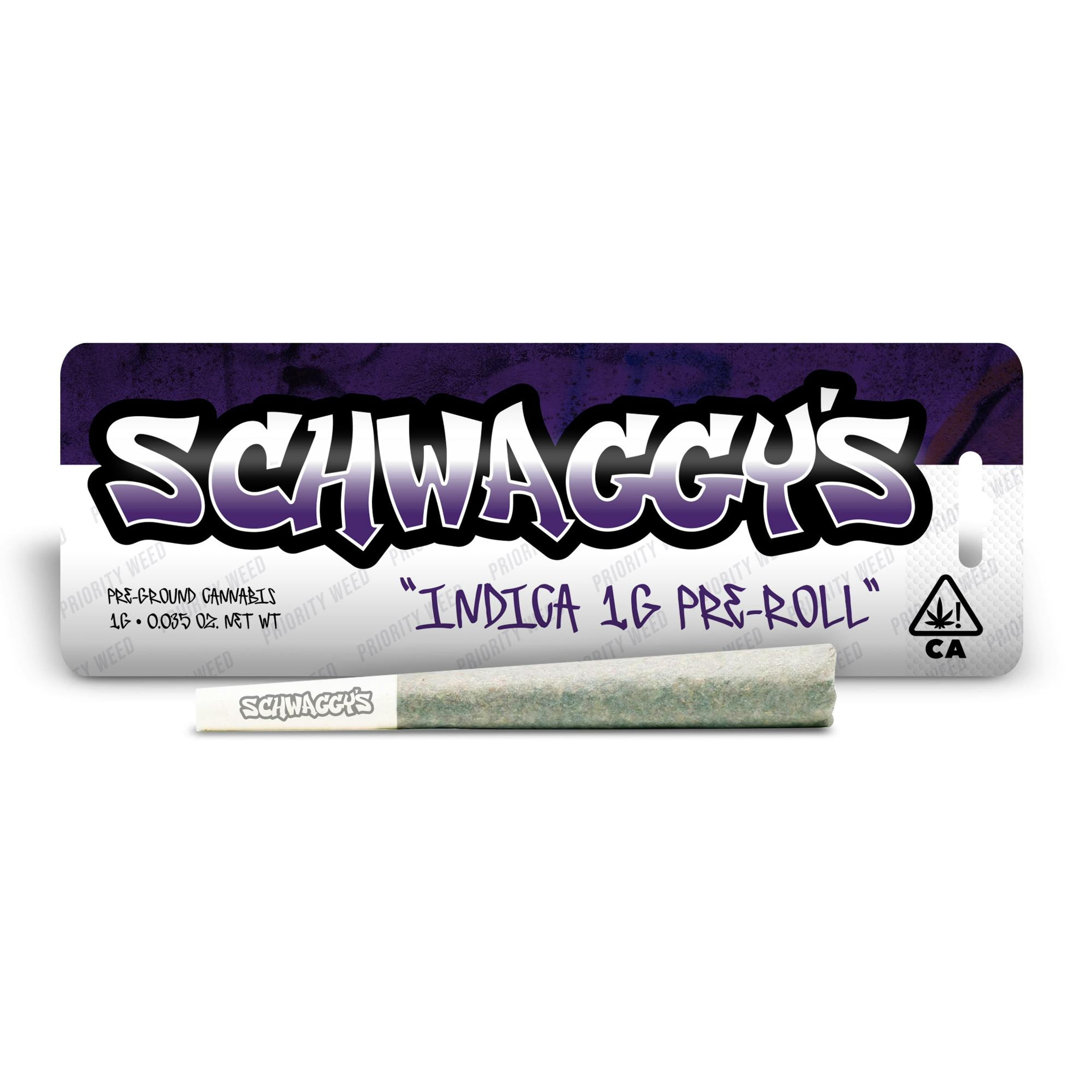 Schwaggys 1g Preroll Indica Blend - Schwaggys - - $3 - Pre-Rolls