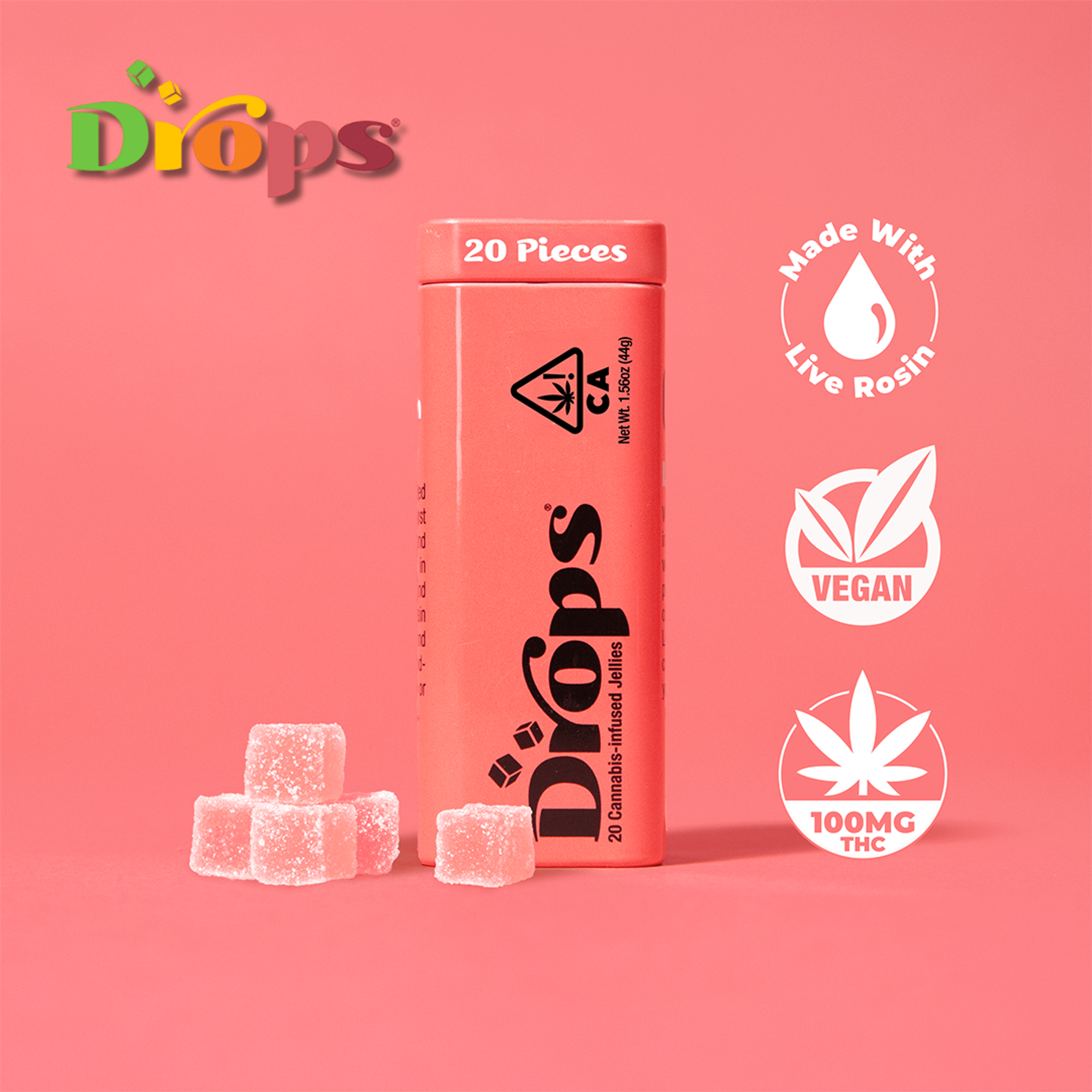 Drops - Watermelon - Chill Gummies - 100mg Live Rosin THC - Drops - - $14.99 - Edibles