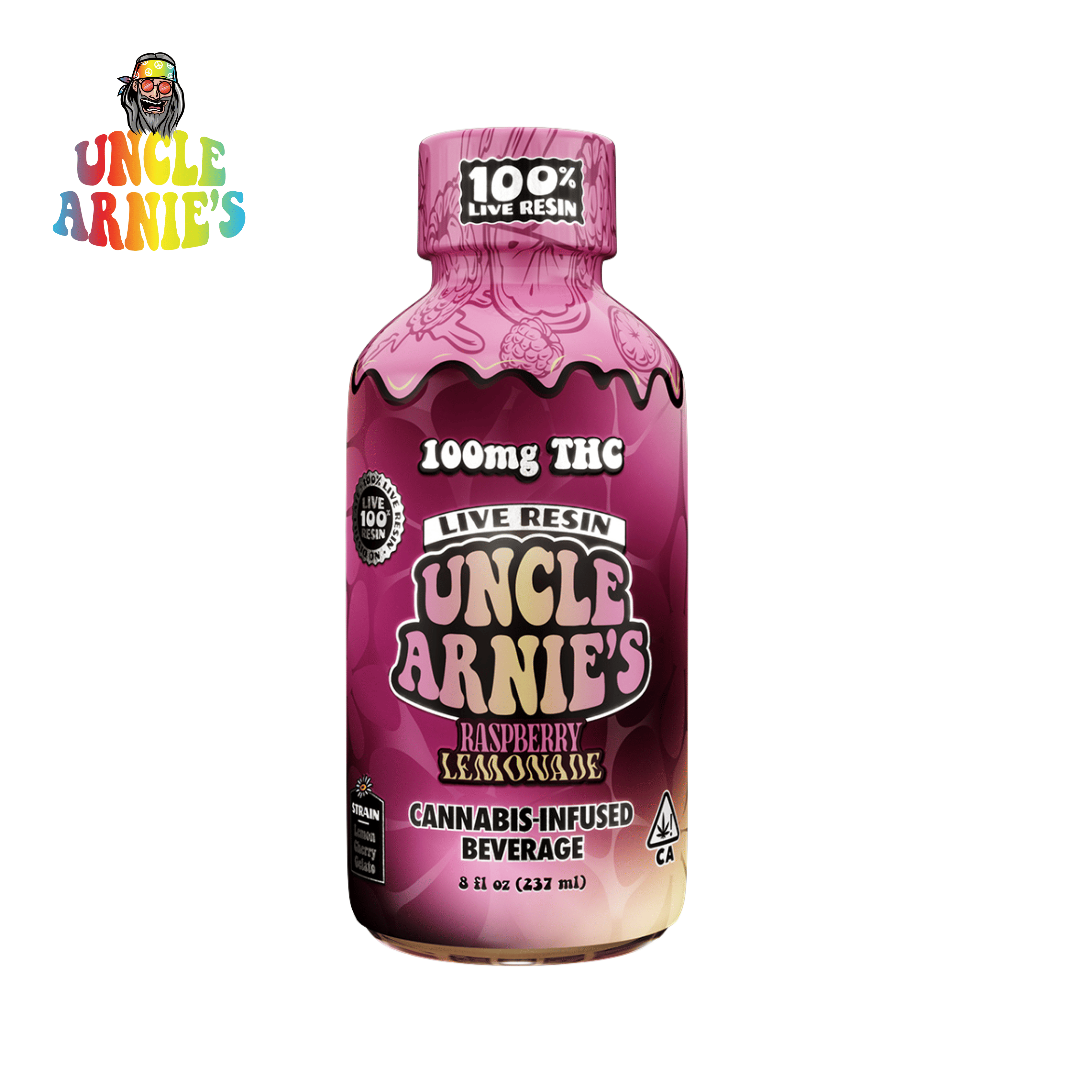 Uncle Arnies - Raspberry Lemonade - Live Resin - 100mg - Uncle Arnie's - Raspberry Lemonade - $13.99 - Beverages