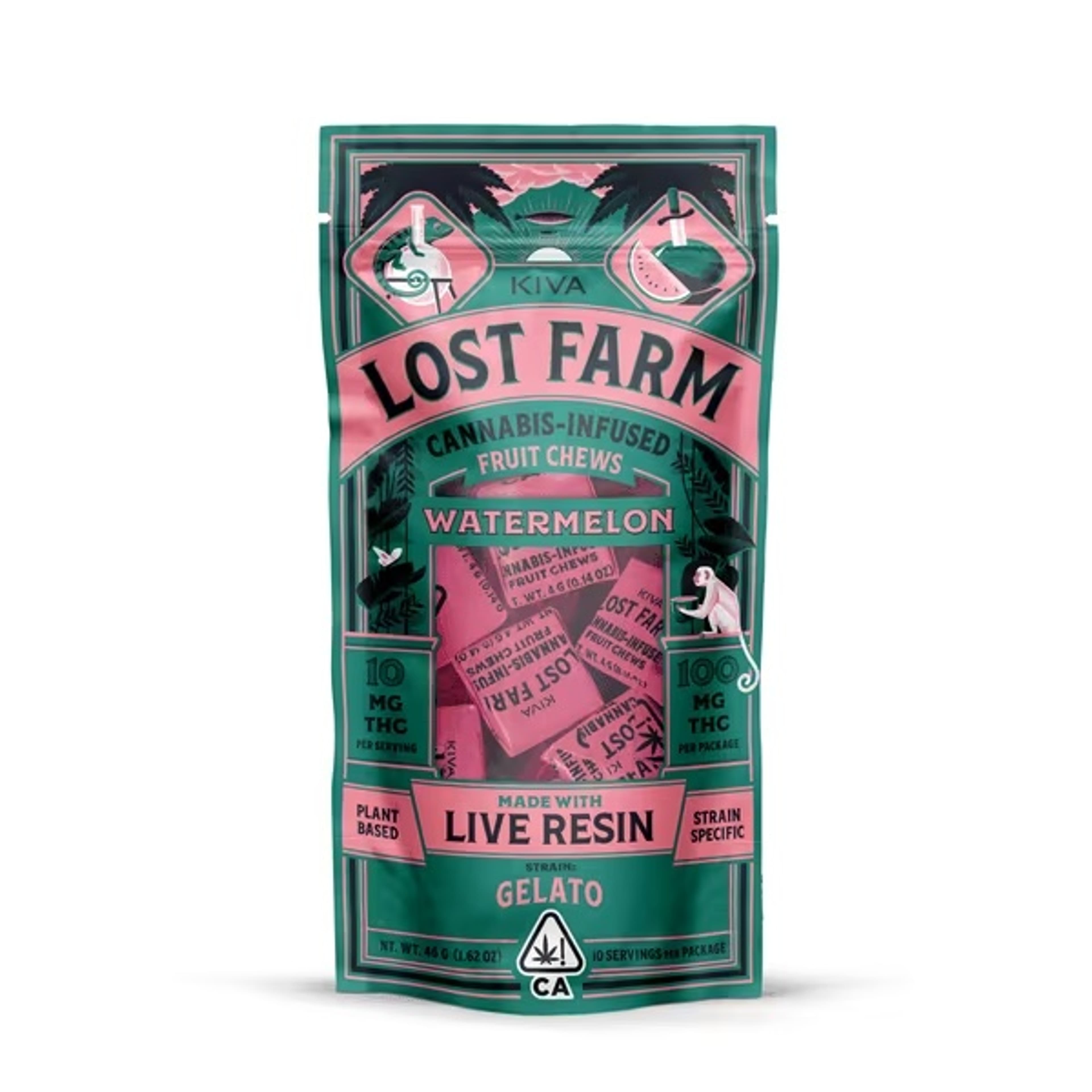 Lost Farm Fruit Chews - Kiva - Watermelon Gelato (H) - $27 - Edibles