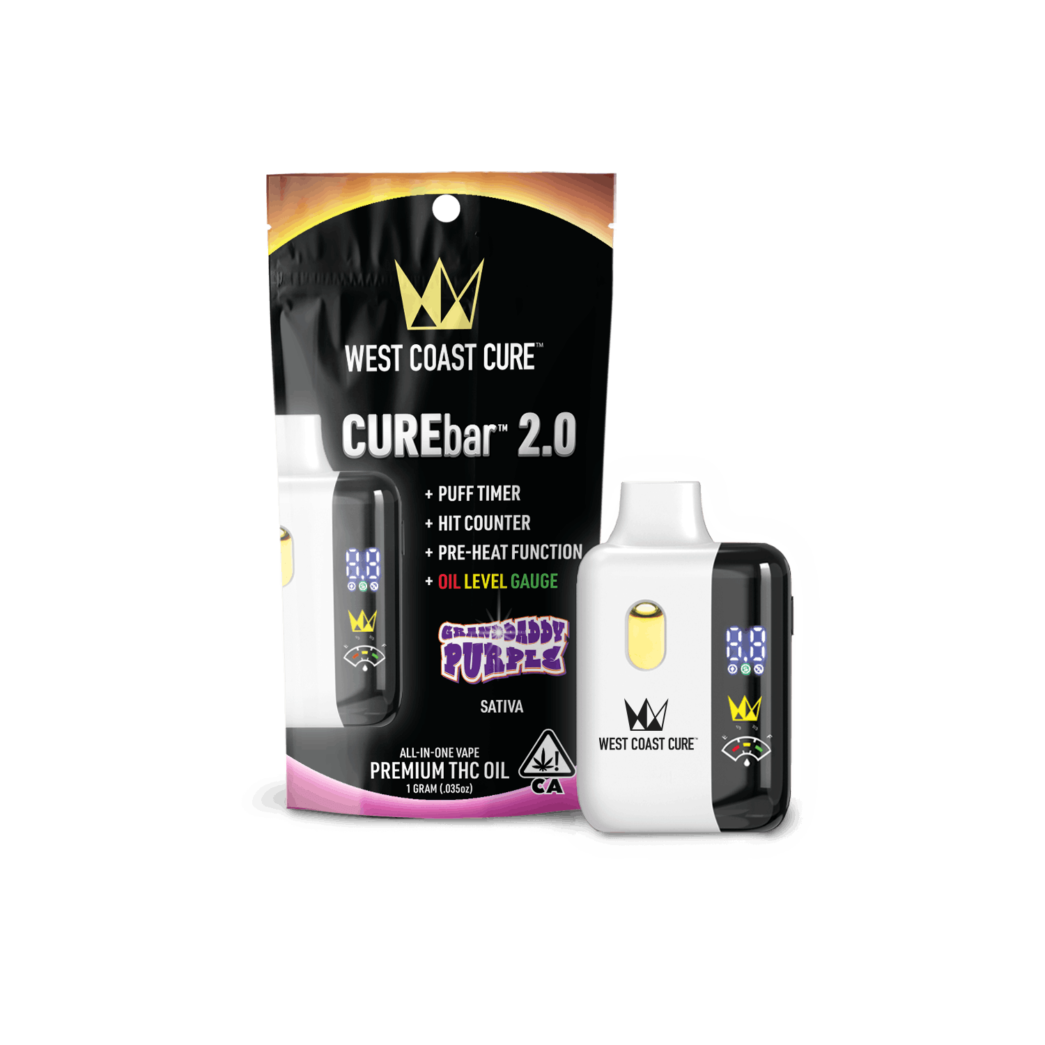 Granddady Purple - 1G AIO CUREbar 2.0 - West Coast Cure -  - $25.21 - Vapes