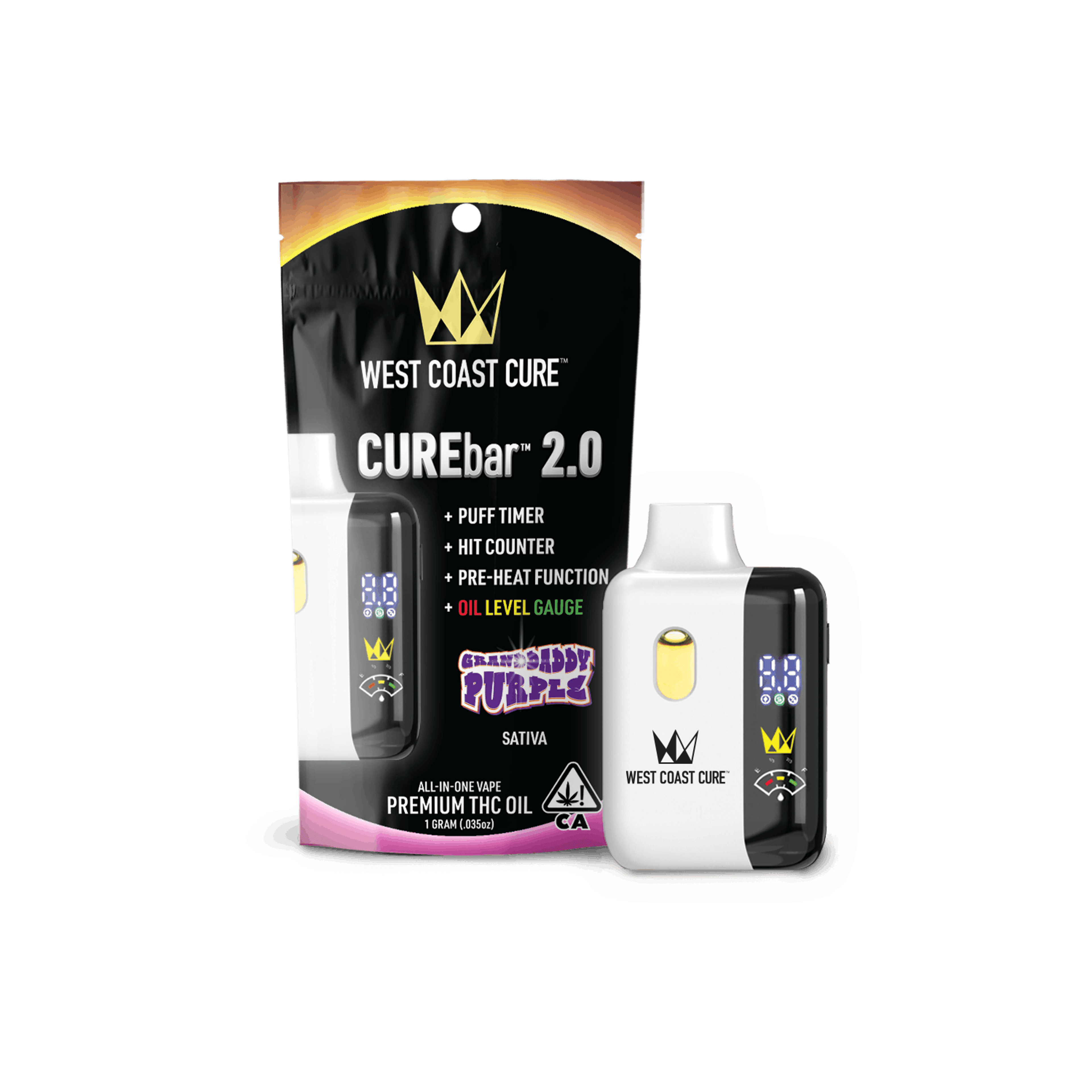Granddady Purple - 1G AIO CUREbar 2.0 - West Coast Cure - - $25.21 - Vapes