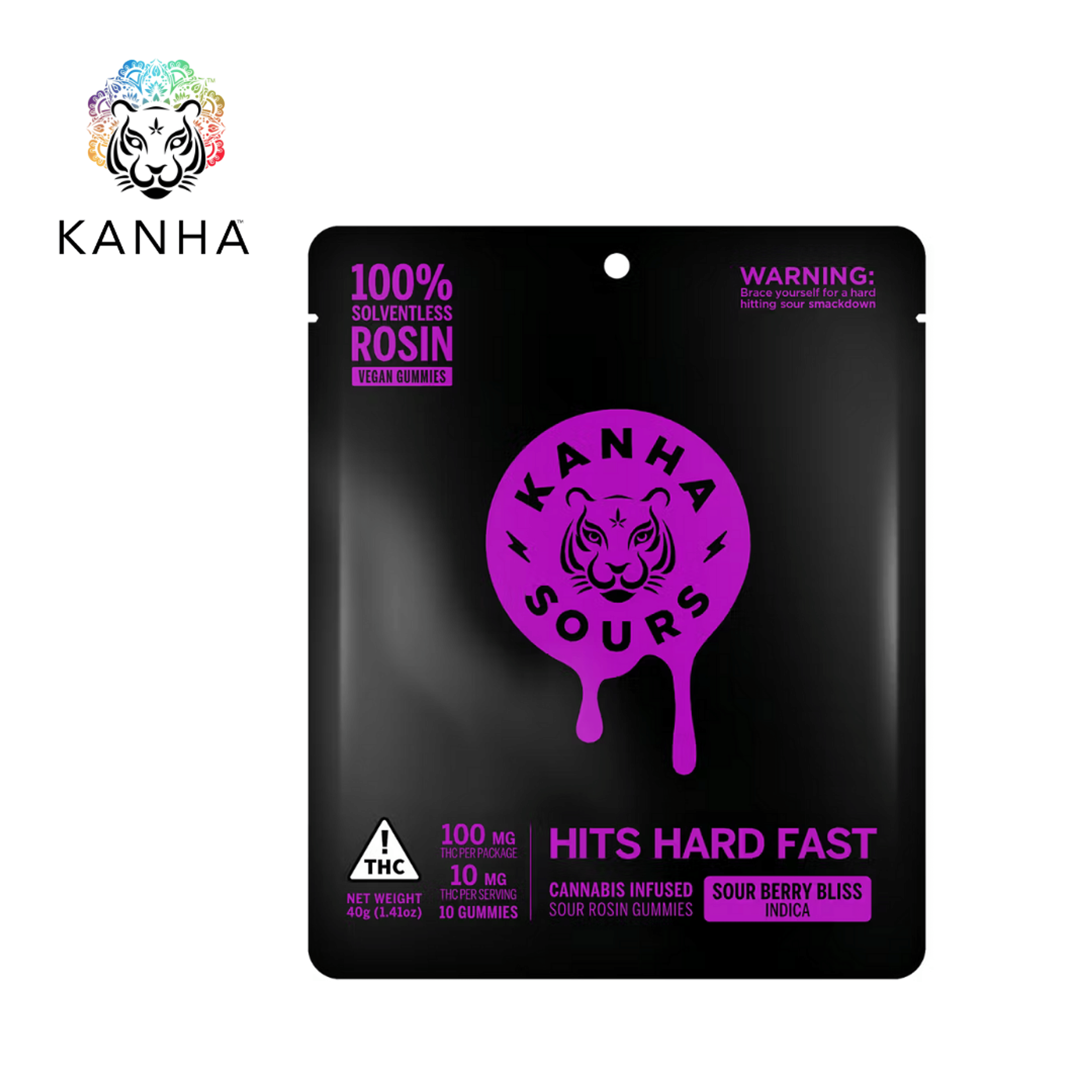 Kanha - Sour Berry Bliss - Live Rosin Vegan Gummies - 100mg THC - KANHA - - $17.99 - Edibles