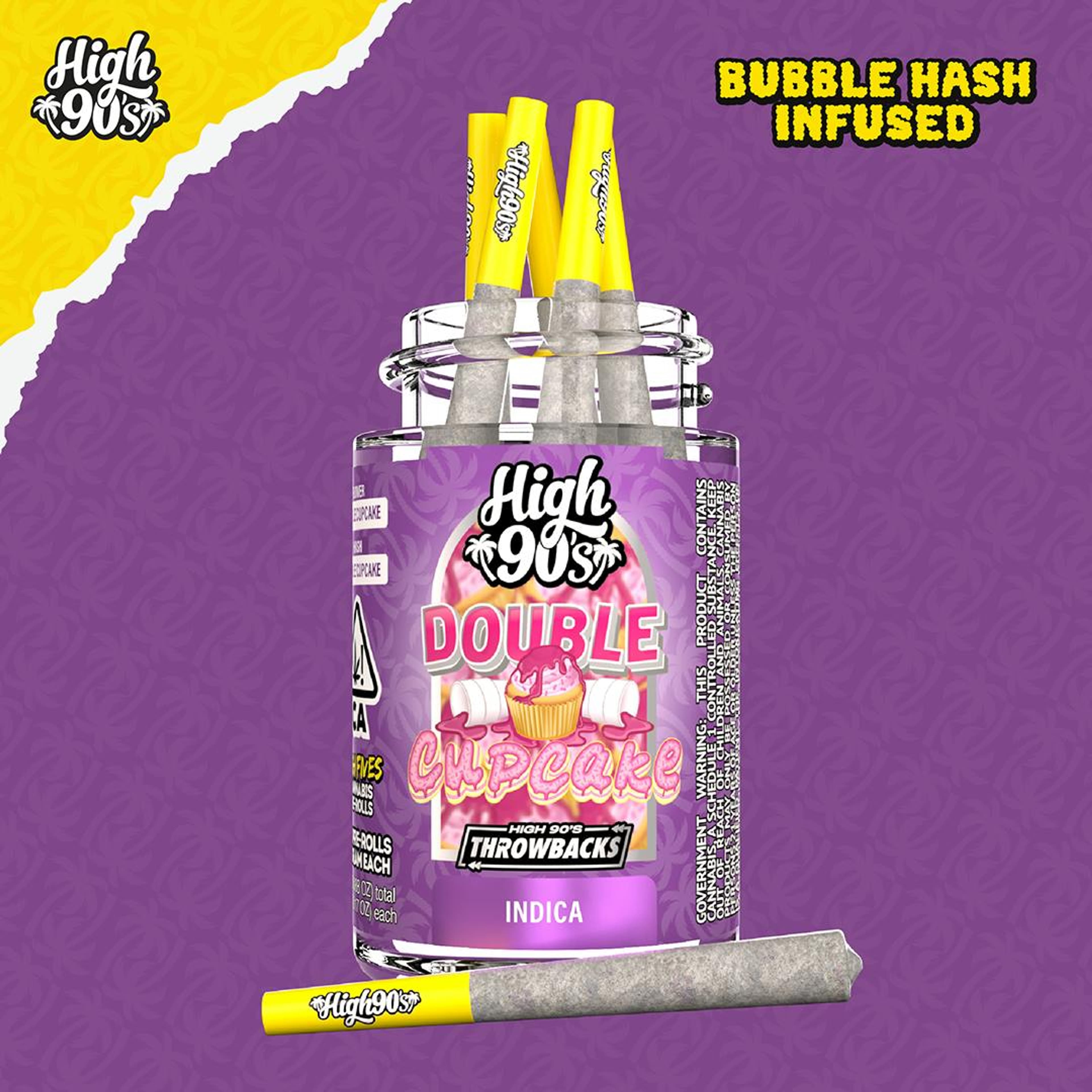 Double Cupcake - 0.5g High Fives Bubble Hash Infused Pre-Rolls 5 Pack - HIGH 90s - - $30 - Infused Pre-Rolls