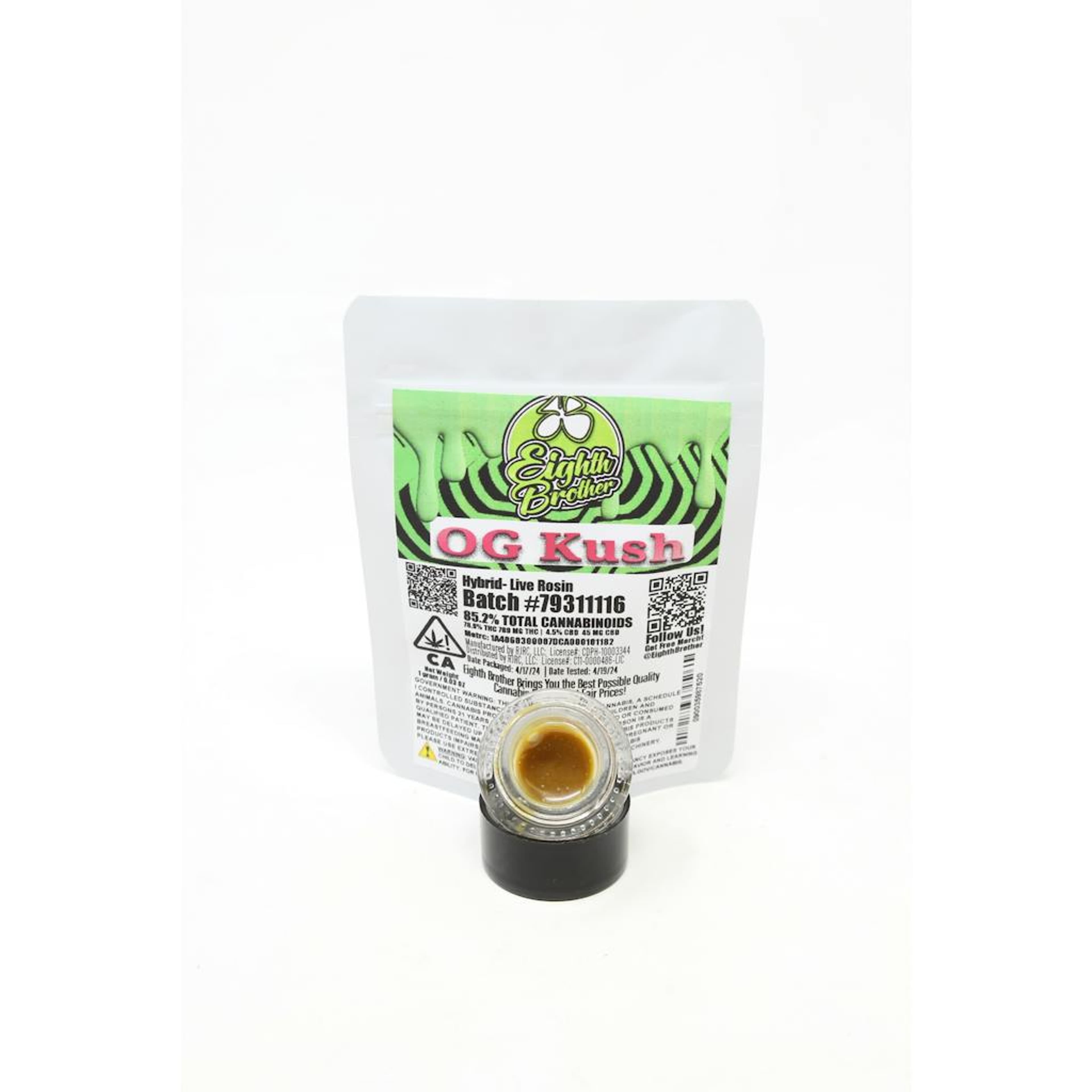 OG Kush - 1g Live Rosin - Eighth Brother - 1g Rosin - Hybrid - $19 - Concentrates