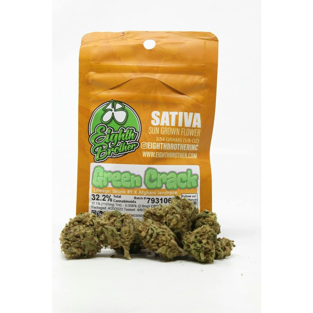 Green Crack - 3.5g - Eighth Brother - 3.5g - Sativa - $9 - Flower/Infused Flower (3.5 Grams)