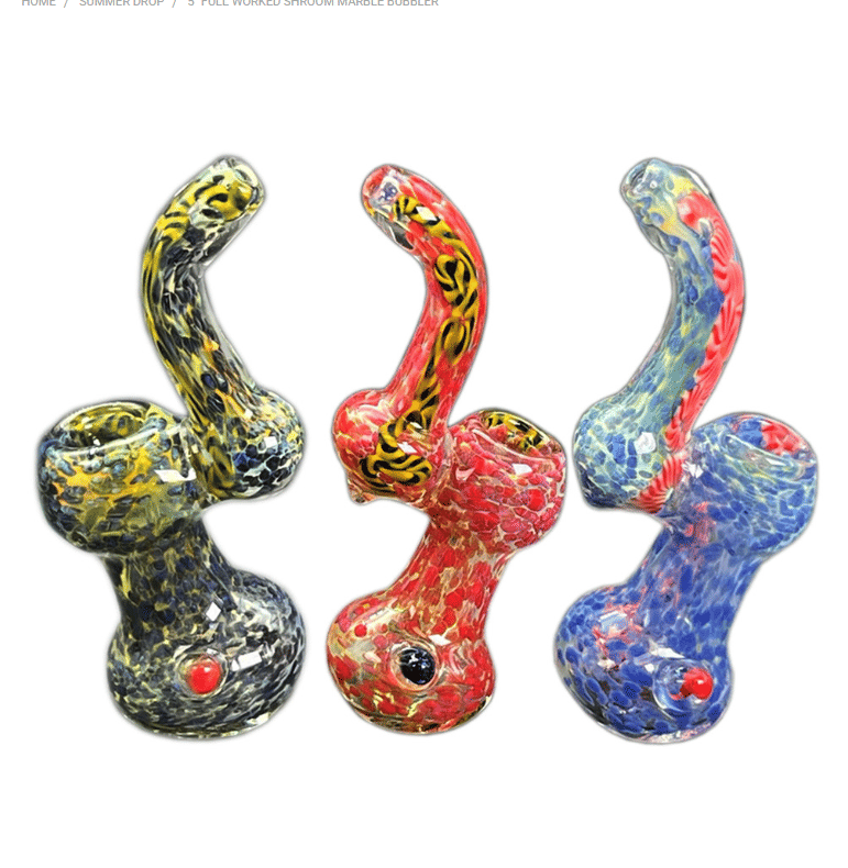 5" Full Worked Shroom Marble Bubble - High Mountain Imports -  - $22 - Accessories