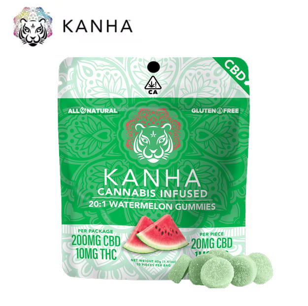 KANHA - Watermelon Gummies 20:1 CBD/THC - 200mg/10mg - Kanha -  - $17.99 - Edibles
