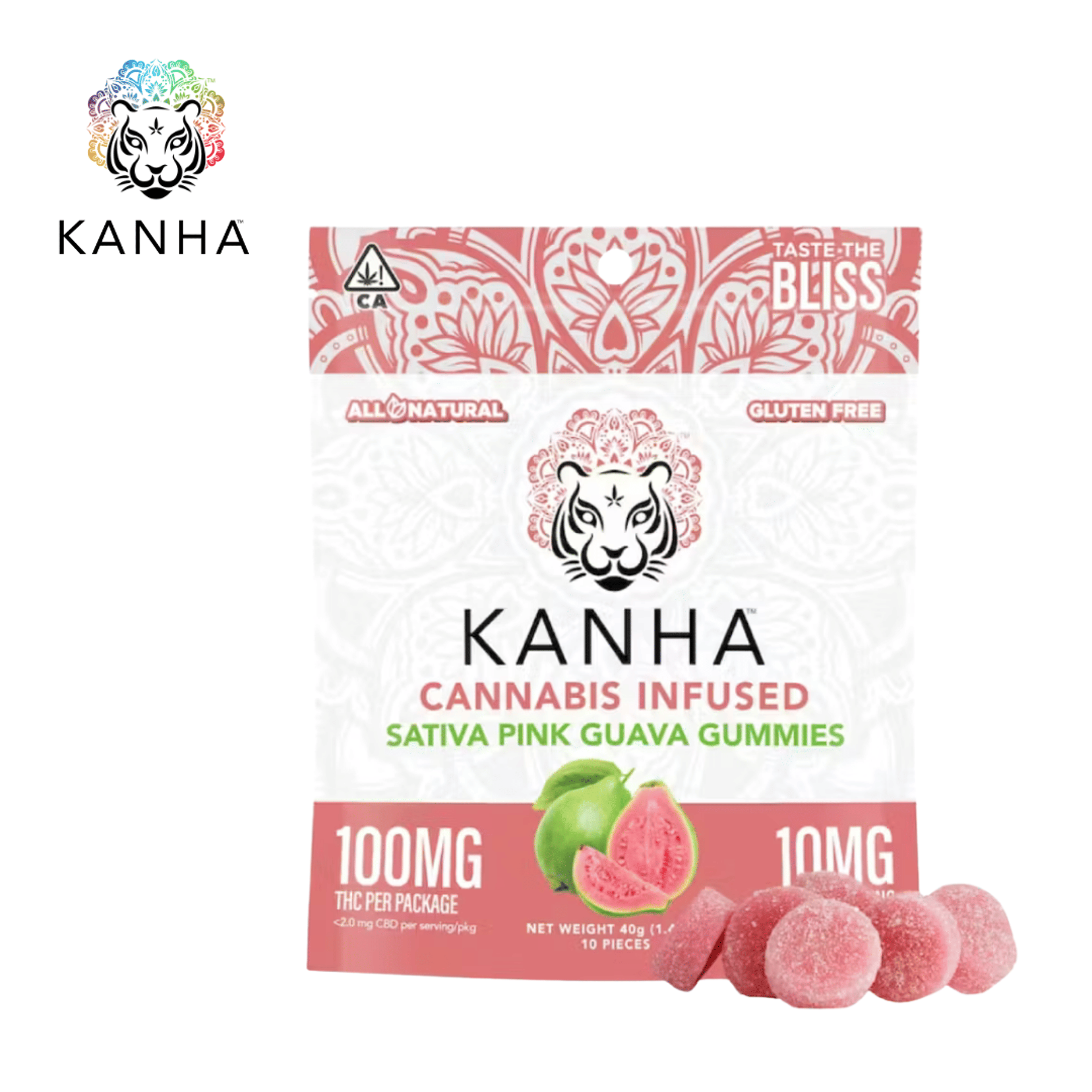 Kanha- Pink Guava - Classic Gummies - 100mg THC - KANHA - - $11.99 - Edibles