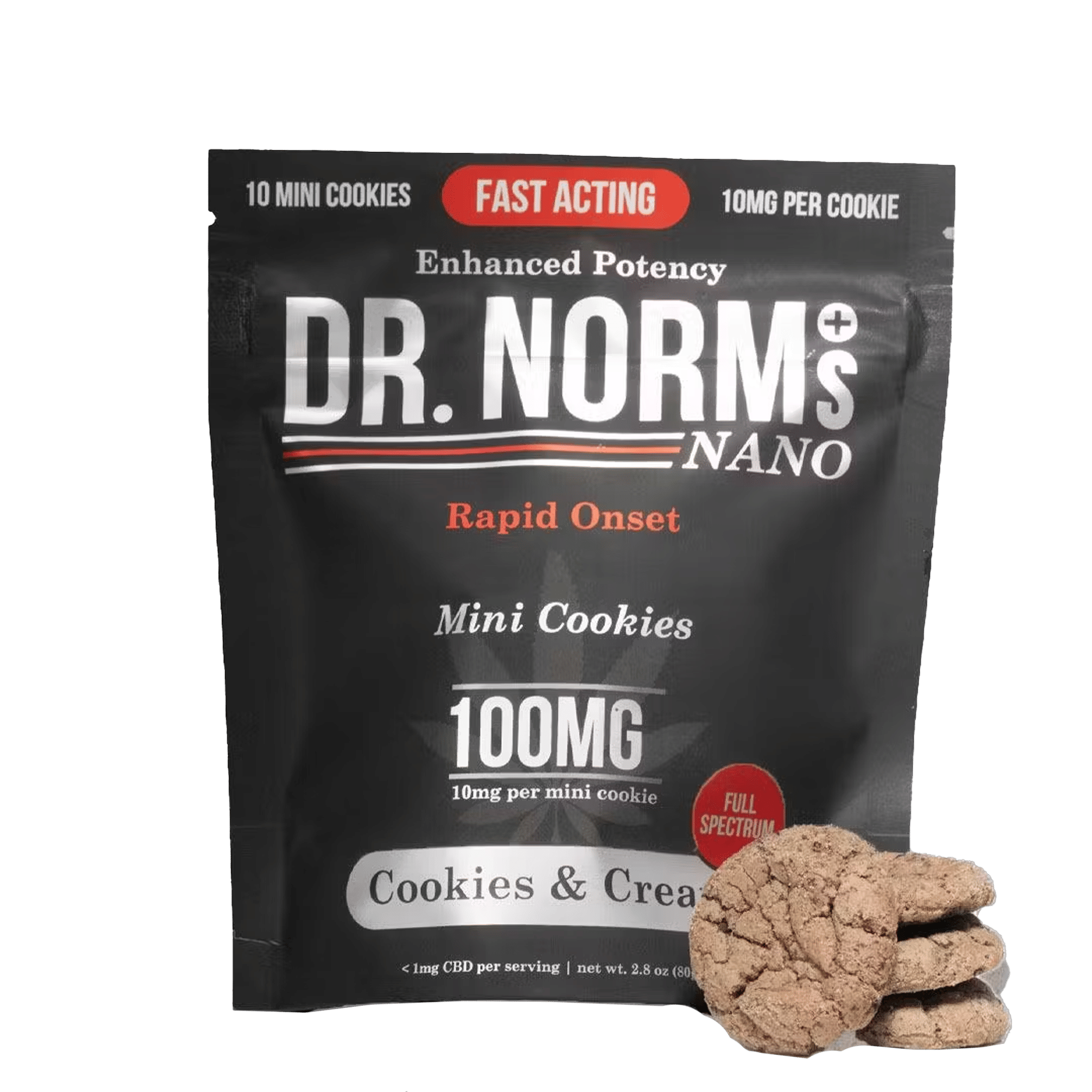 Cookies & Cream Fast-Acting Nano Cookies - Dr. Norm's - 10 Mini Cookies - $14.99 - Edibles