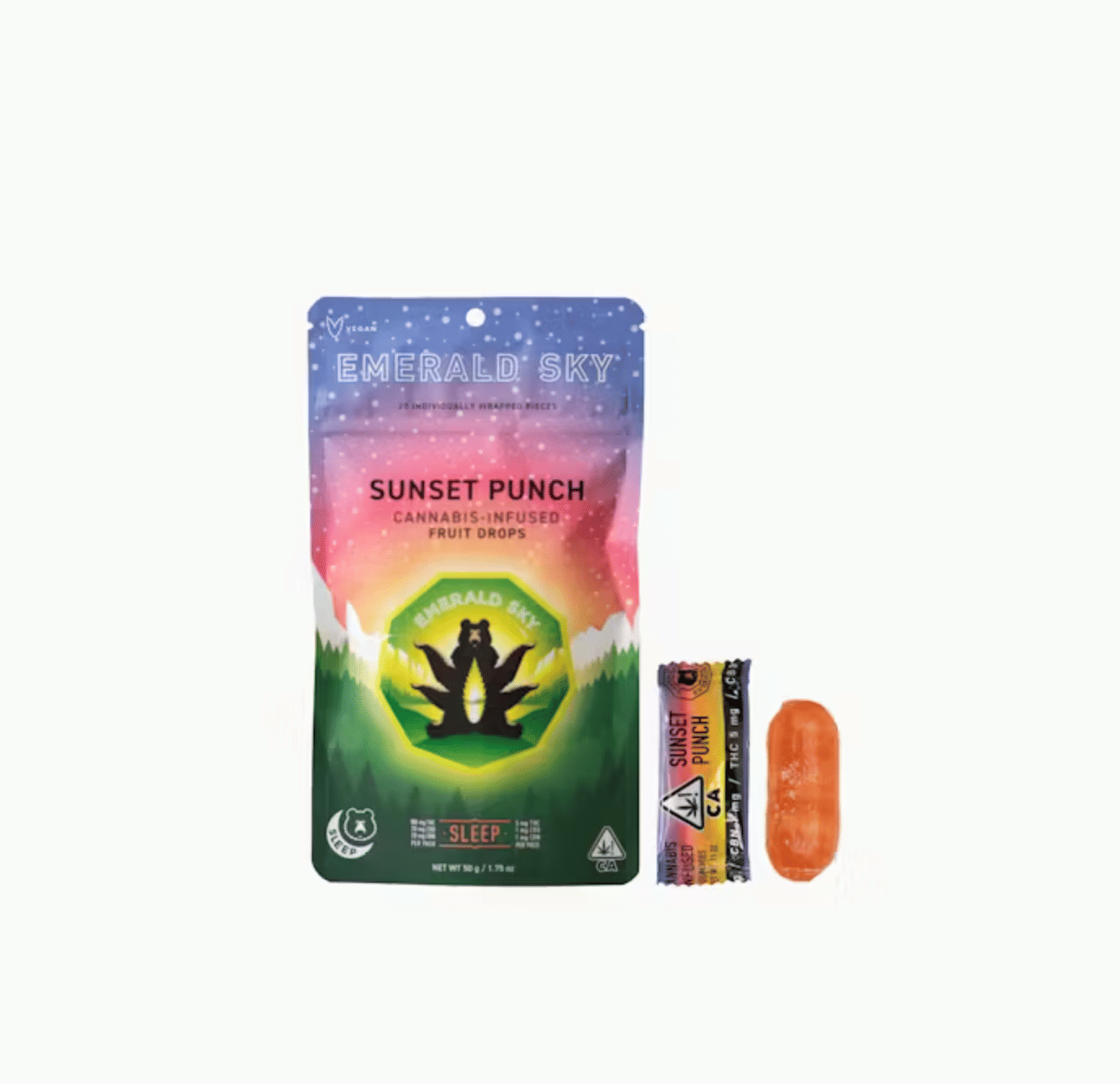 Sleep Sunset Punch - 100mg Hard Fruit Drops - Emerald Sky - Gummy - Hybrid - $14 - Edibles