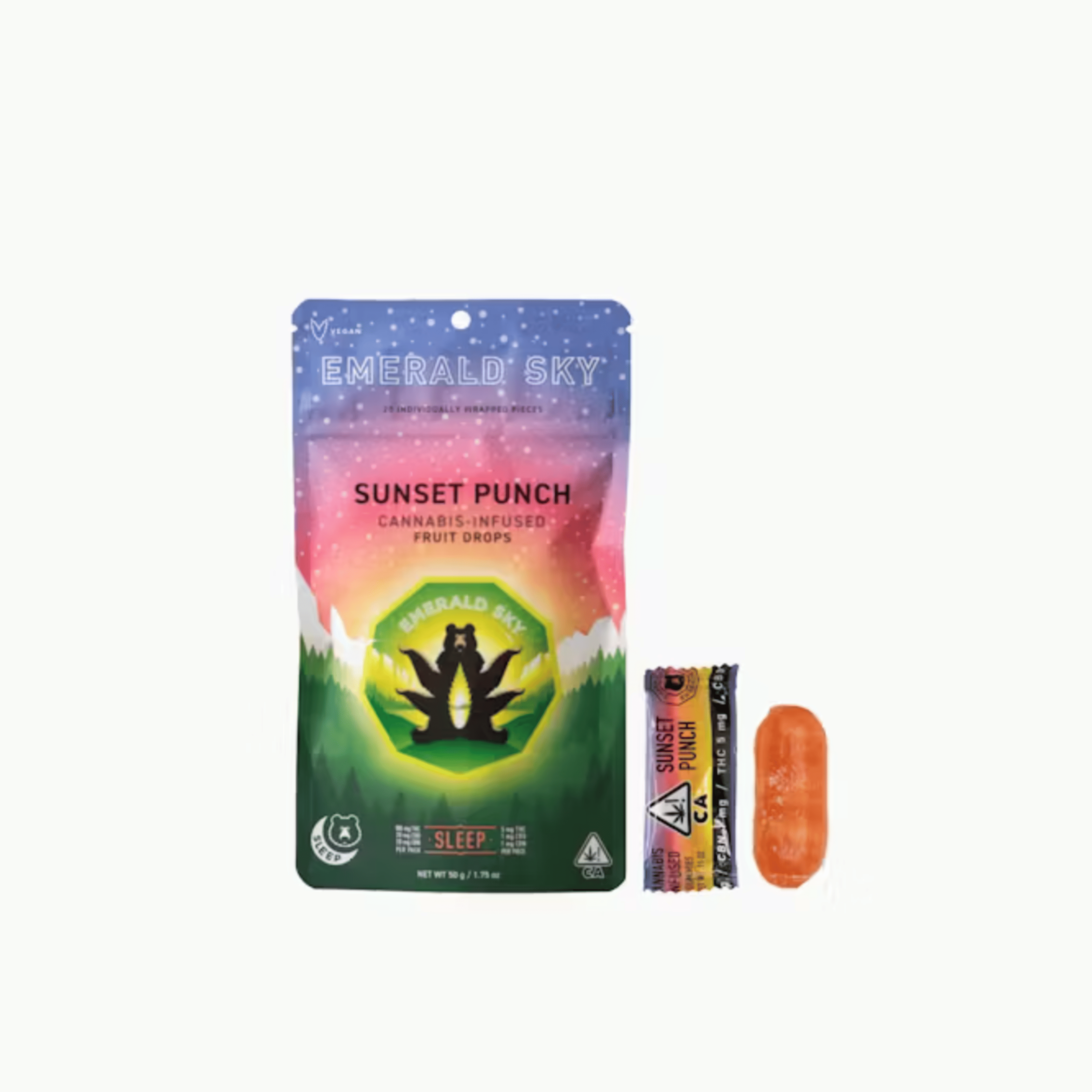 Sleep Sunset Punch - 100mg Hard Fruit Drops - Emerald Sky - Gummy - Hybrid - $14 - Edibles