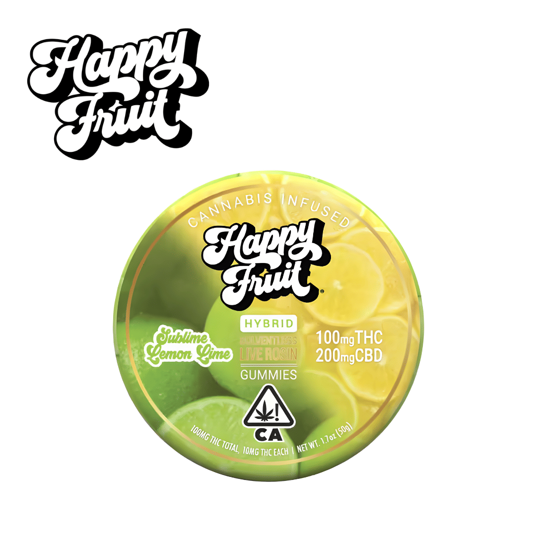 Happy Fruit - Sublime Lemon Lime - Live Rosin Gummies - 100mg THC + 200mg CBD **Buy 2 Get 2 EVERYDAY** - Happy Fruit -  - $15.99 - Edibles
