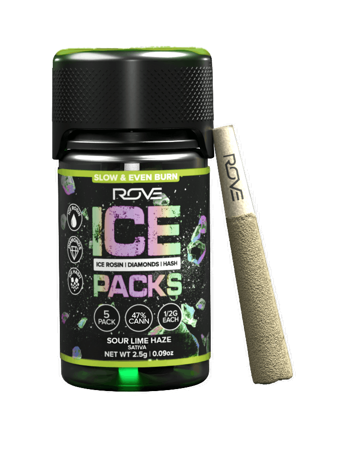 Sour Lime Haze | 2.5g Ice Packs Rosin, Diamond, Hash Infused - 5pk - ROVE -  - $28.81 - Pre-Rolls