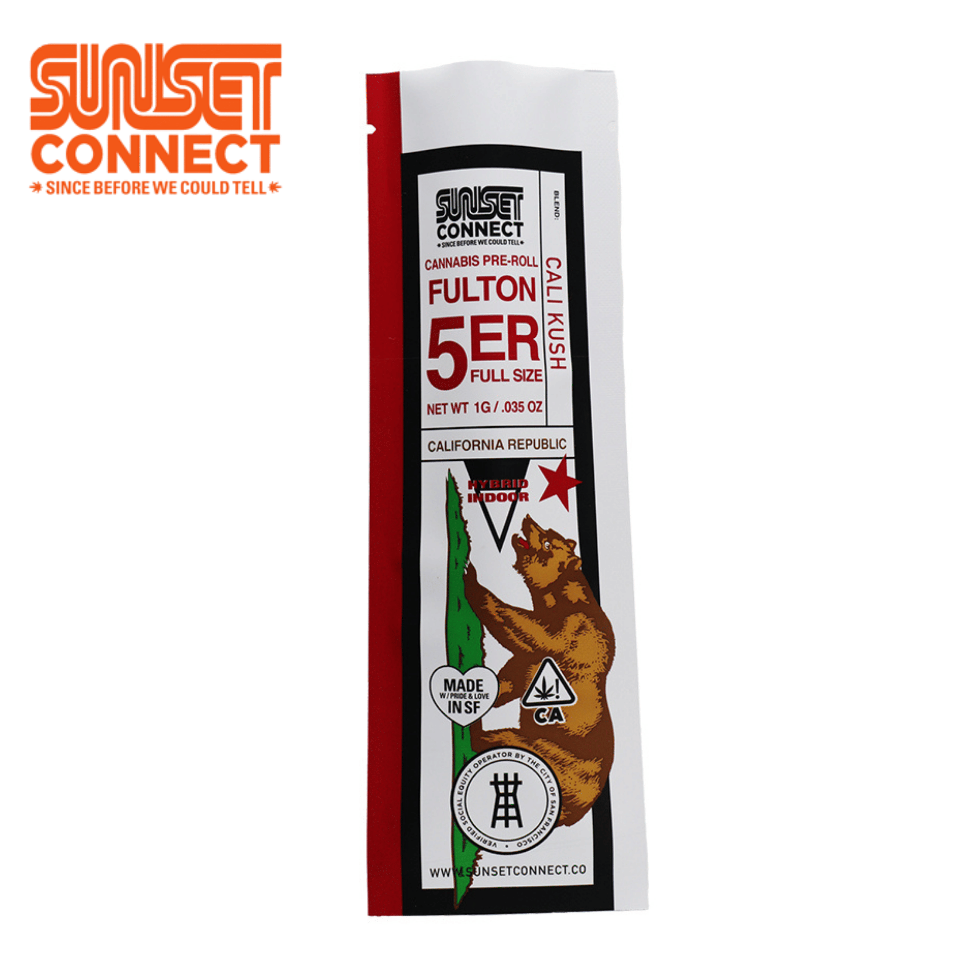 Sunset Connect (Fulton 5'er) - Cali Kush - Pre-Roll - 1g - Sunset Connect - CK - Pre-Roll - 1g - $5.26 - Pre-Rolls