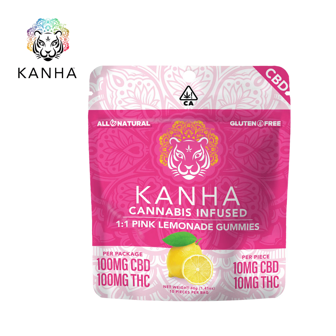 Kanha - Pink Lemonade - 1:1 FX Gummies - 100mg THC + 100mg CBD - KANHA -  - $15.99 - Edibles
