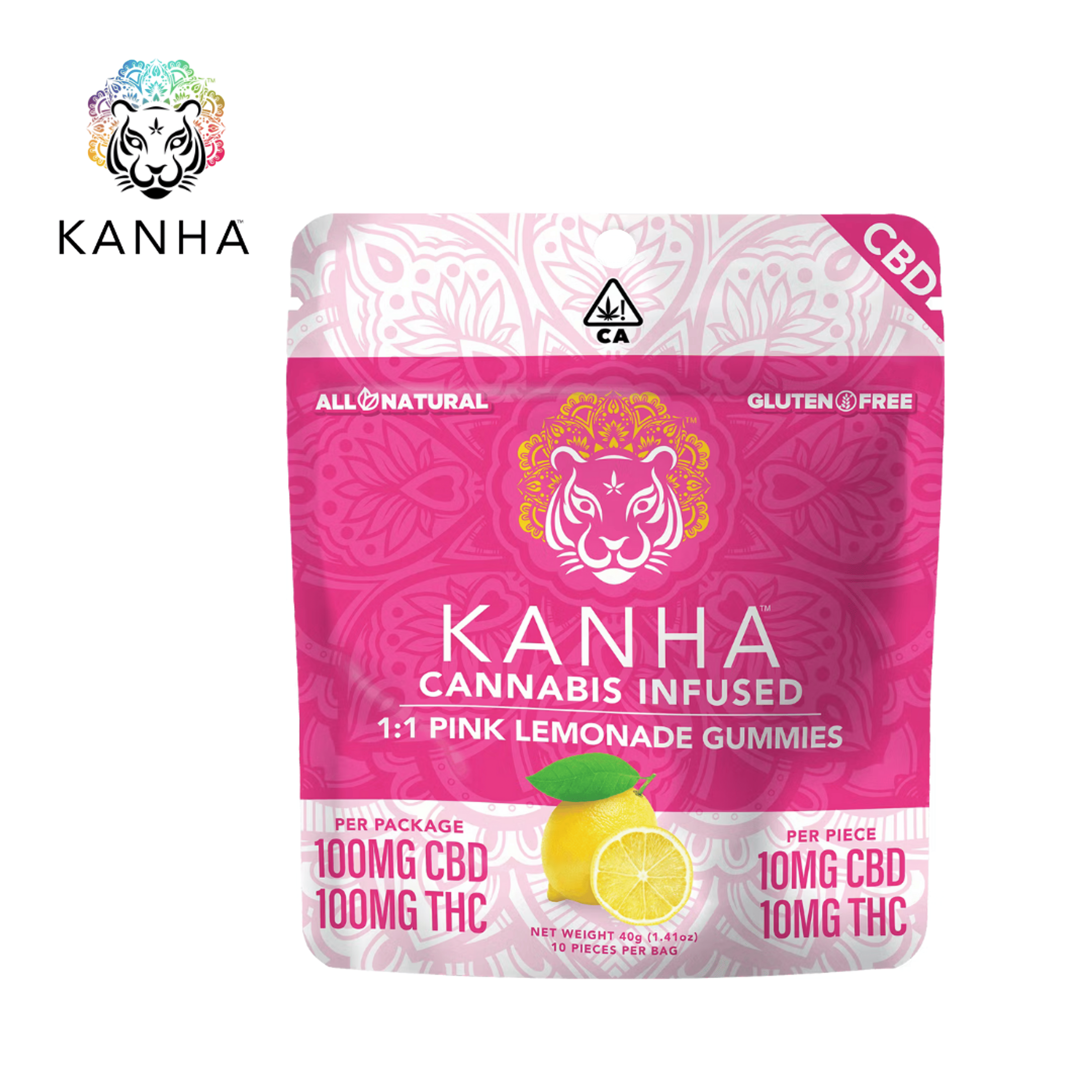 Kanha - Pink Lemonade - 1:1 FX Gummies - 100mg THC + 100mg CBD - KANHA - - $15.99 - Edibles