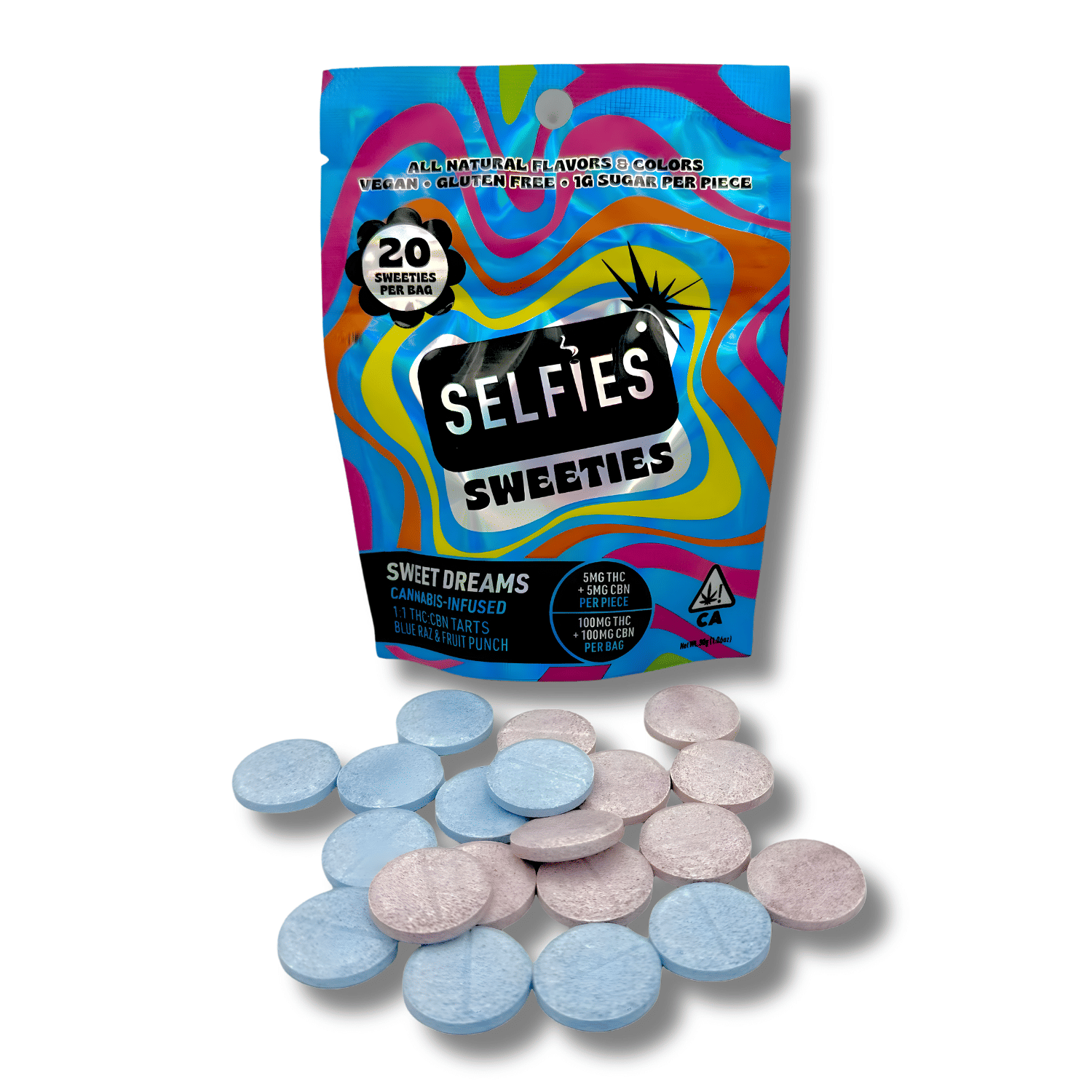 Blue Raz & Fruit Punch 1:1 CBN 'Sweet Dreams' Tarts 20pk - Selfies -  - $17.60 - Edible
