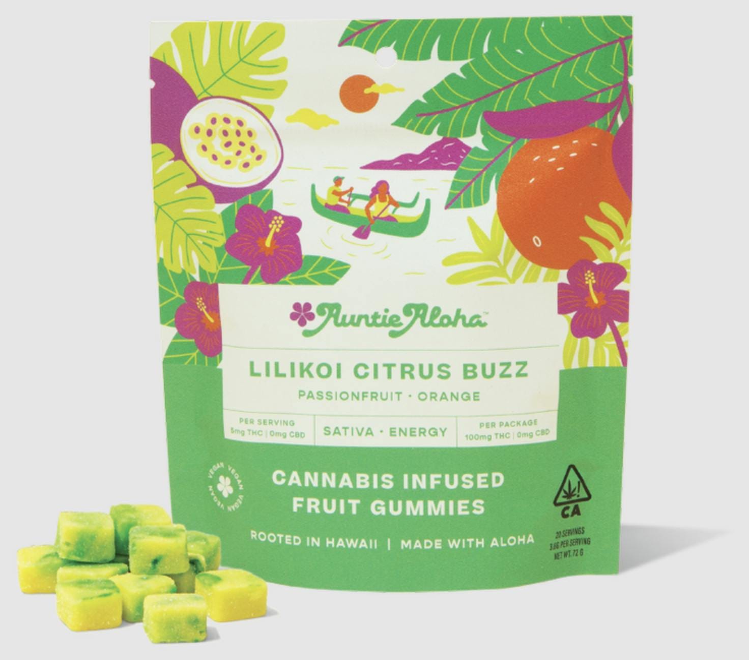 Lilikoi Citrus Buzz 100mg 20pk - Auntie Aloha -  - $17.50 - Edibles