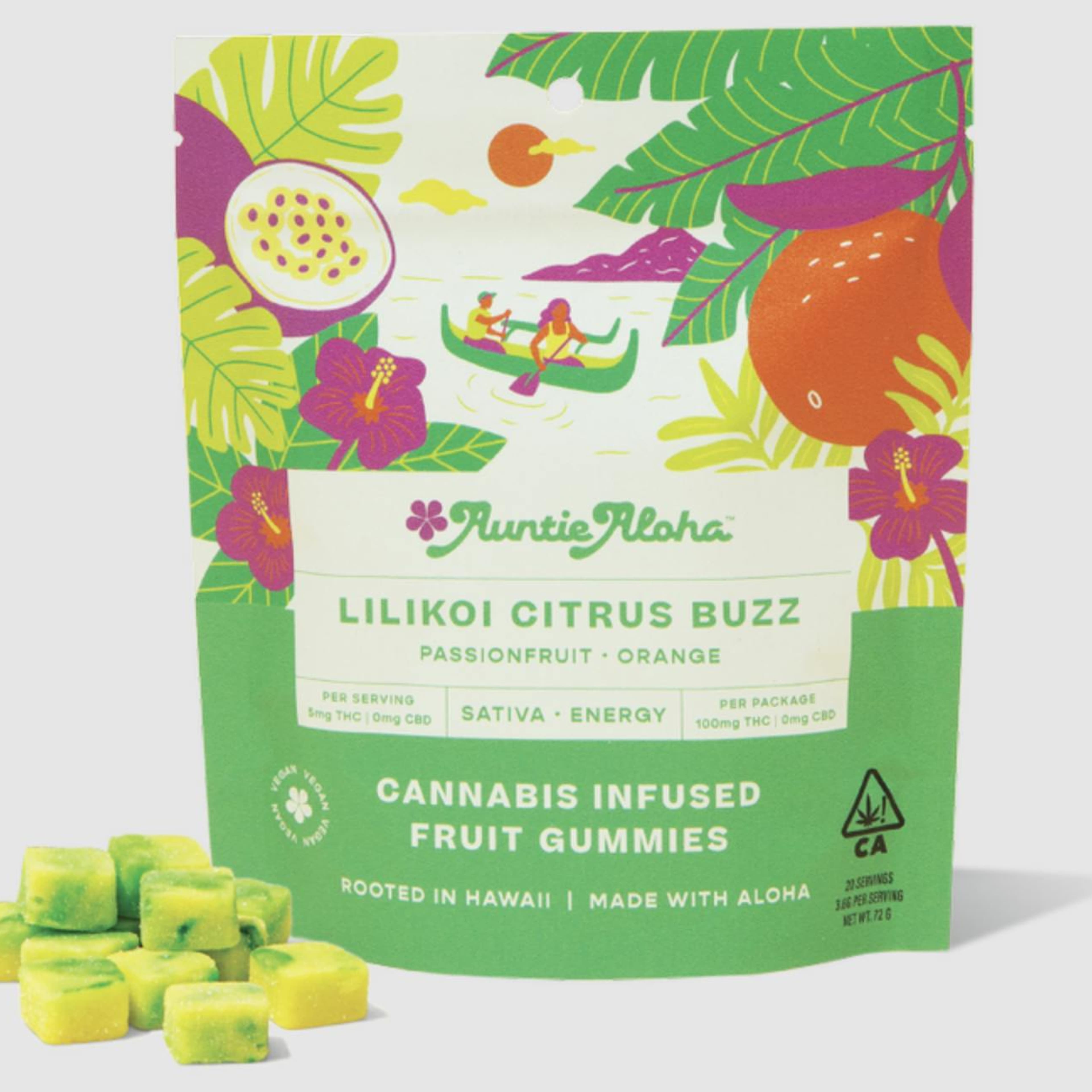 Lilikoi Citrus Buzz 100mg 20pk - Auntie Aloha - - $17.50 - Edibles