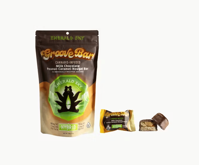 GrooveBar Live Rosin Milk Chocolate Peanut Caramel Nougat Bar - Emerald Sky -  - $26 - Edible