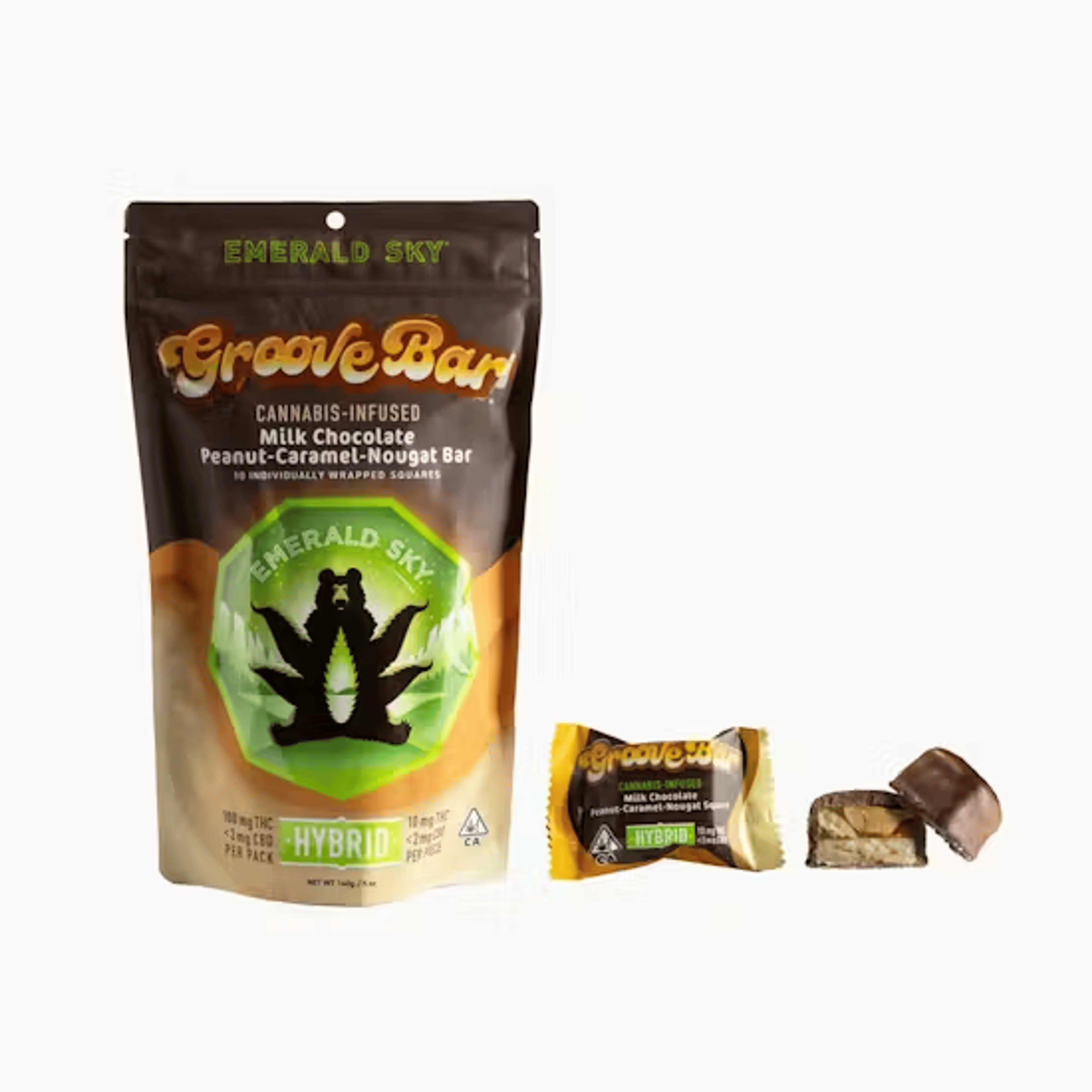 GrooveBar Live Rosin Milk Chocolate Peanut Caramel Nougat Bar - Emerald Sky - - $26 - Edible
